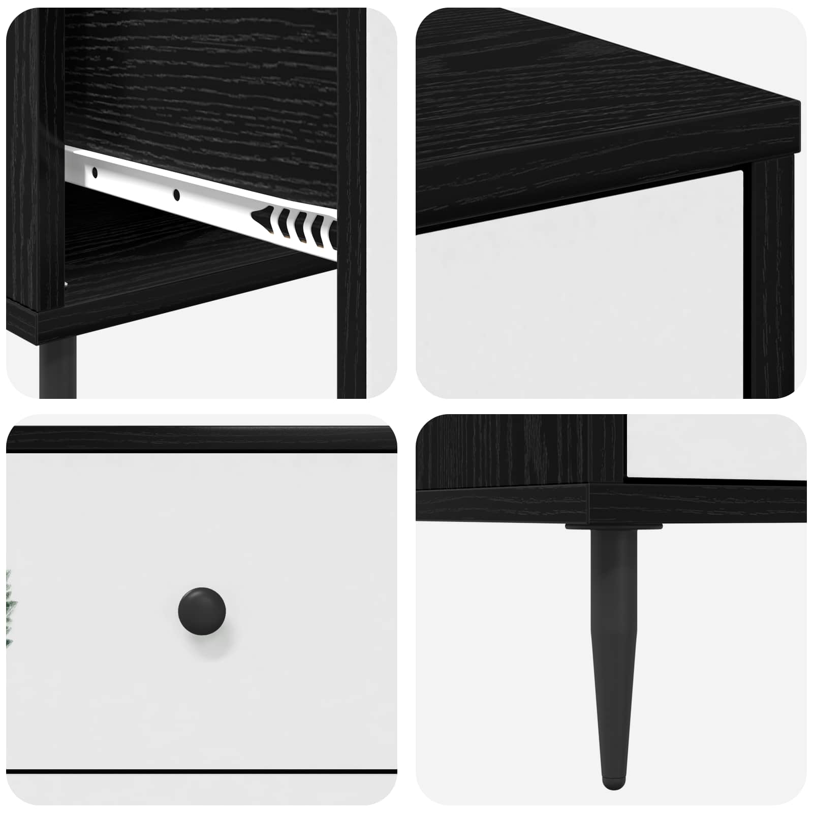 Κομοδίνο HANAU 2 τμχ. Μαύρη Δρυς 36 x 33 x 61 εκ.