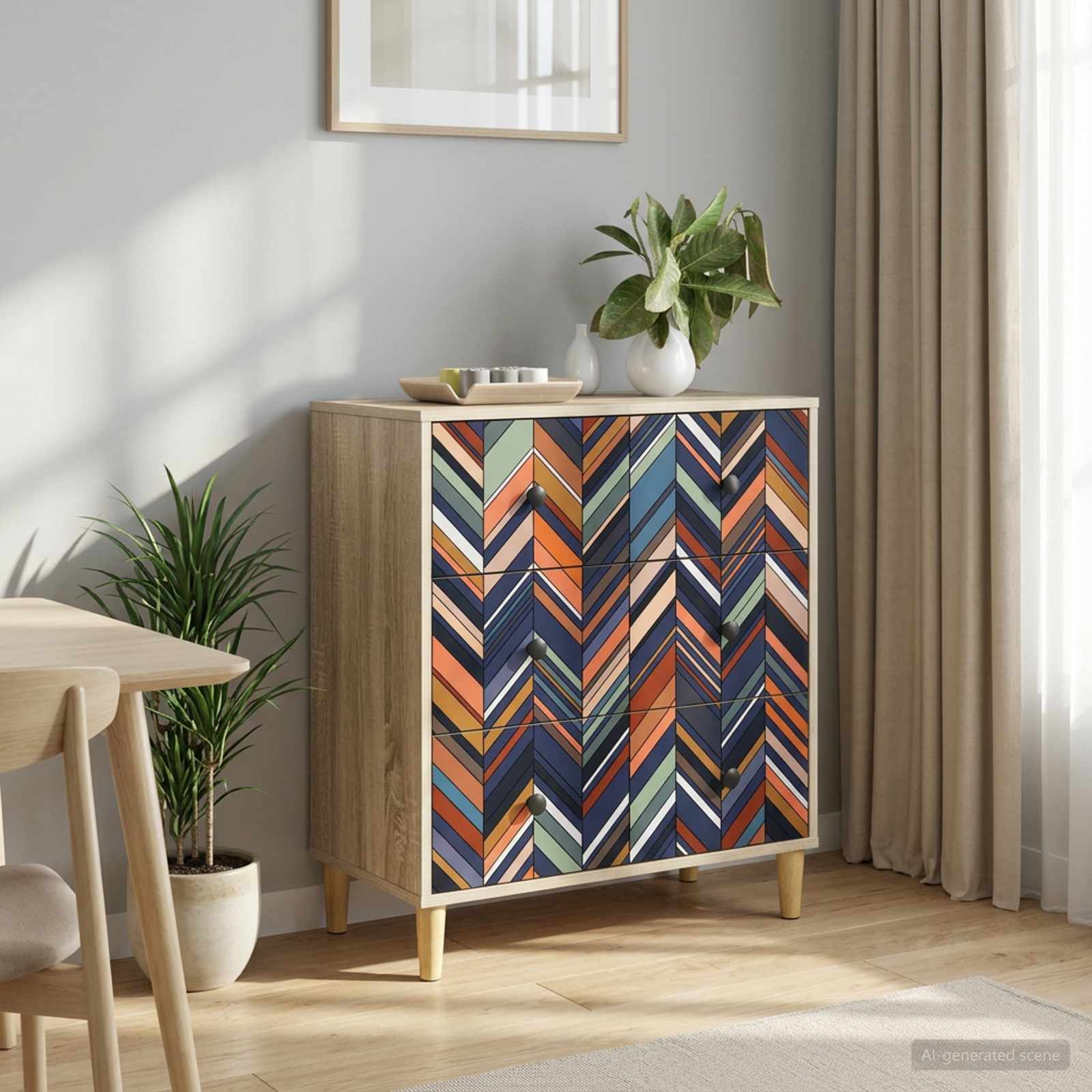 Κουτί με συρτάρια OMMEN Γεωμετρικό σχέδιο 66 x 36,5 x 75 εκ. - Pakobazaar