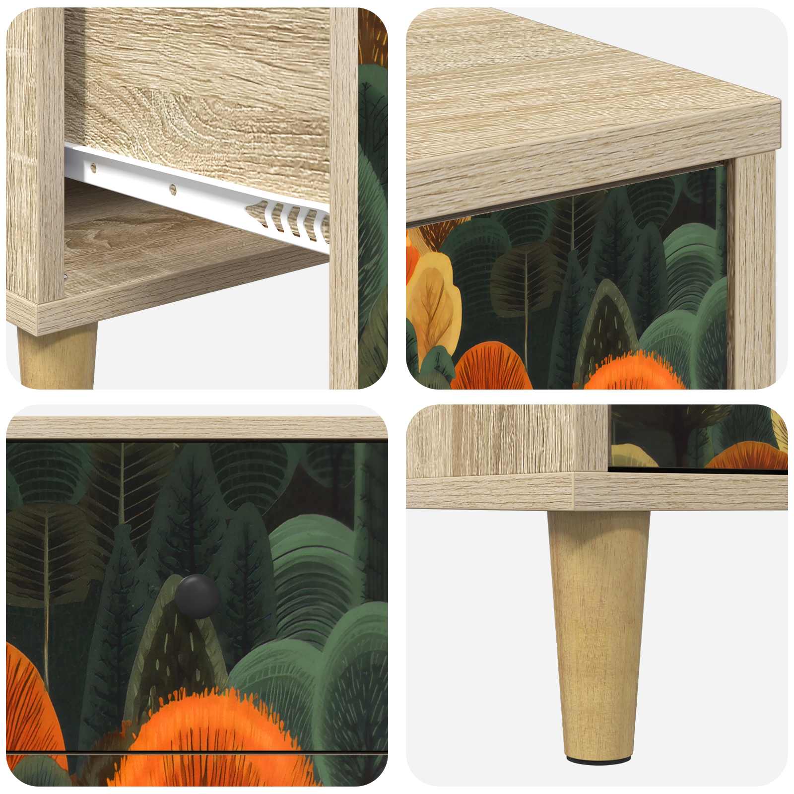 Κουτί με συρτάρια ZAANDAM Σχέδιο δάσους 66 x 36,5 x 75 εκ.