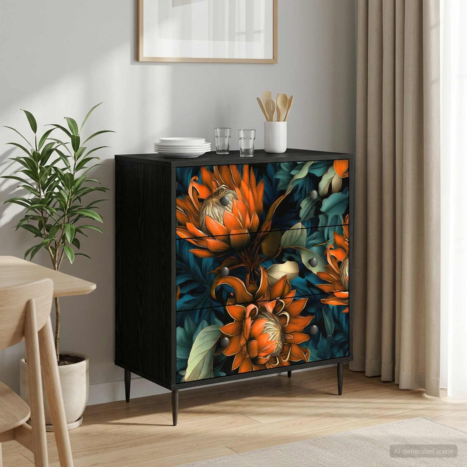 Κουτί με συρτάρια LOCHEM Πορτοκαλί εκτύπωση 66 x 36,5 x 76 εκ.