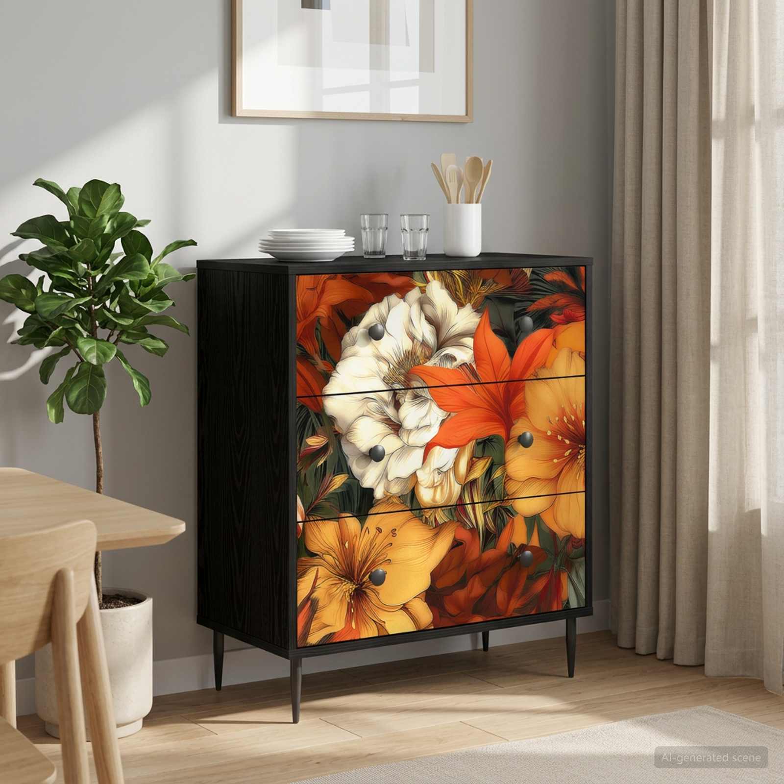 Κουτί με συρτάρια GENNEP Σχέδιο κρίνος 66 x 36,5 x 76 εκ. - Pakobazaar