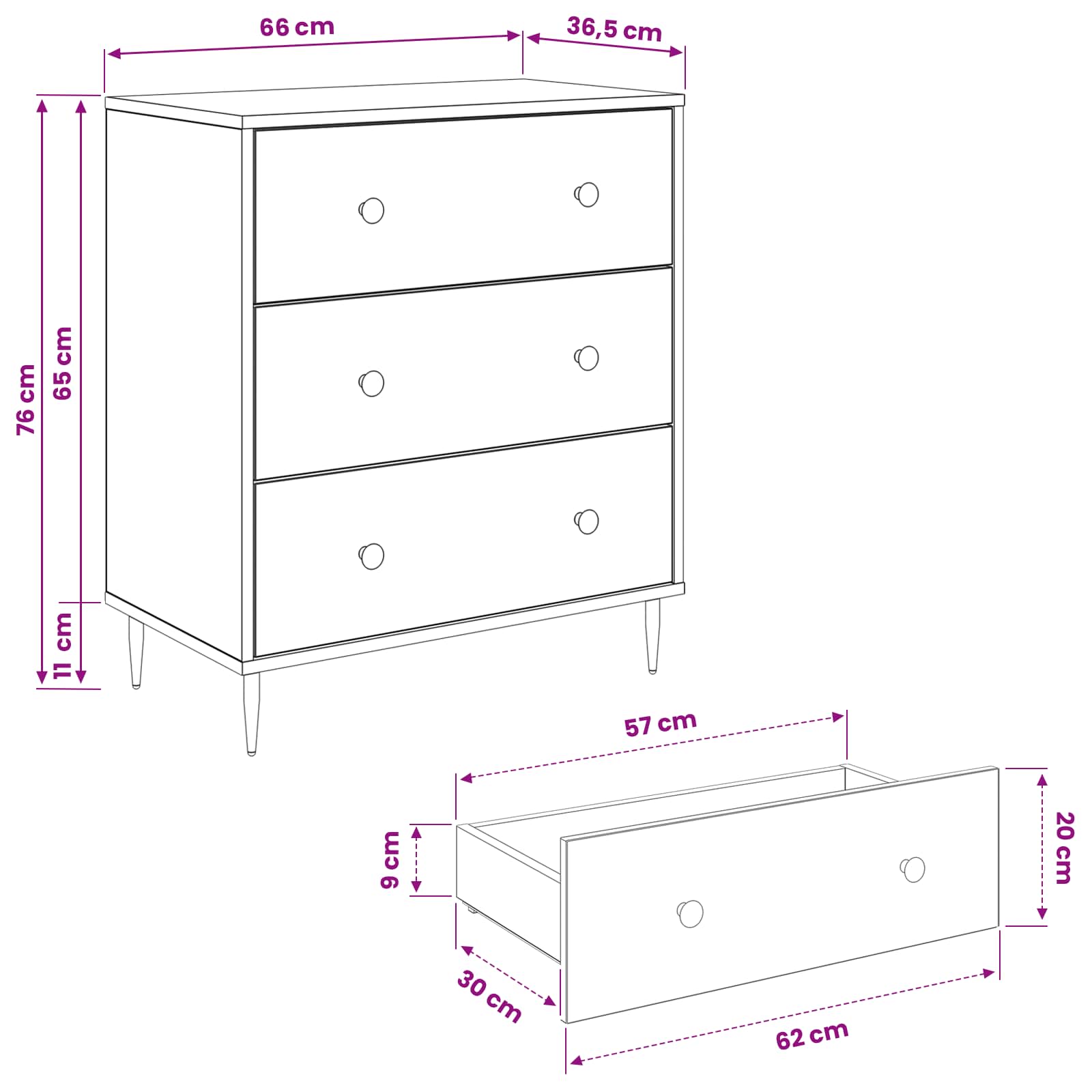 Κουτί με συρτάρια HEESCH Χρωματιστό σχέδιο 66 x 36,5 x 76 εκ. - Pakobazaar