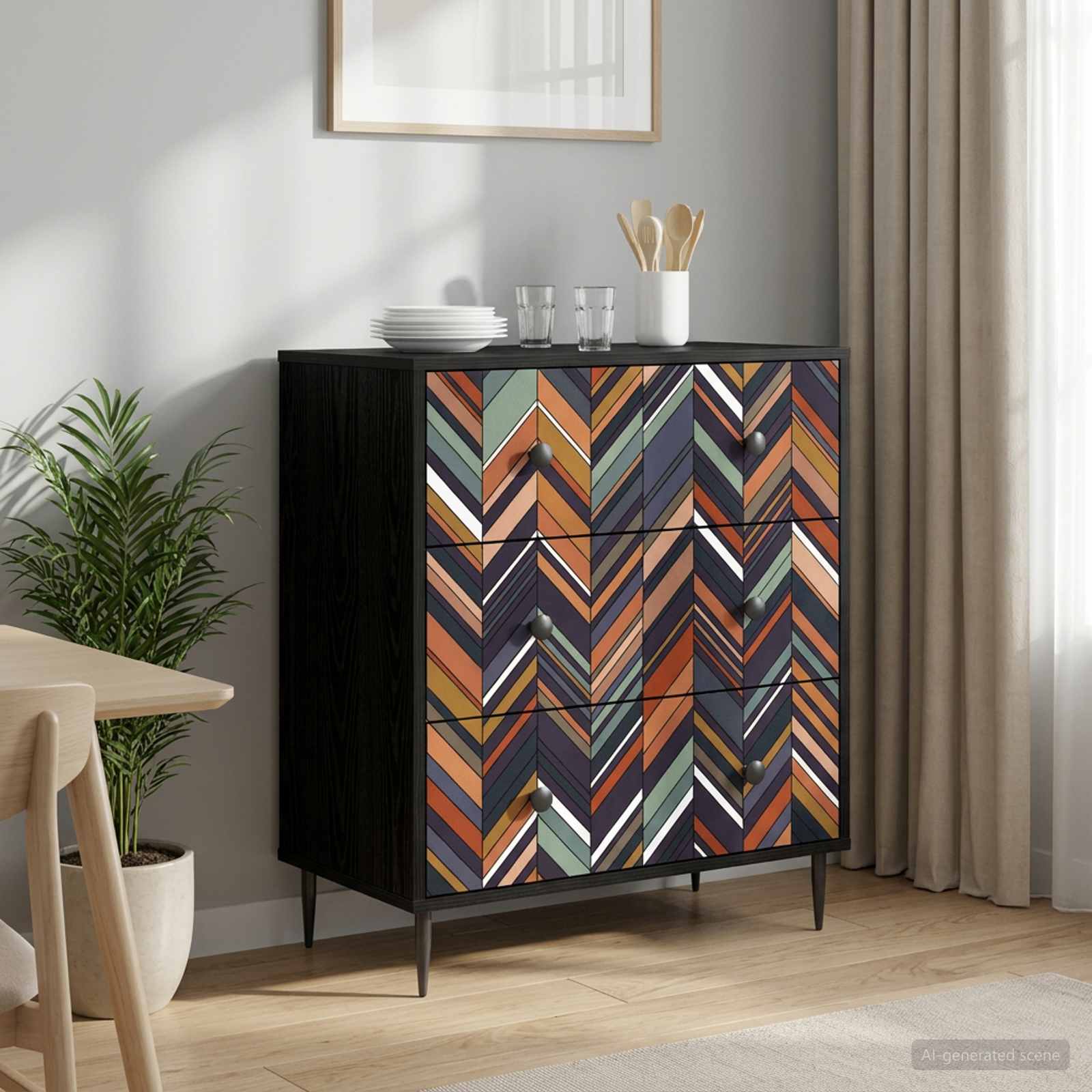 Κουτί με συρτάρια OMMEN Γεωμετρικό σχέδιο 66 x 36,5 x 76 εκ. - Pakobazaar