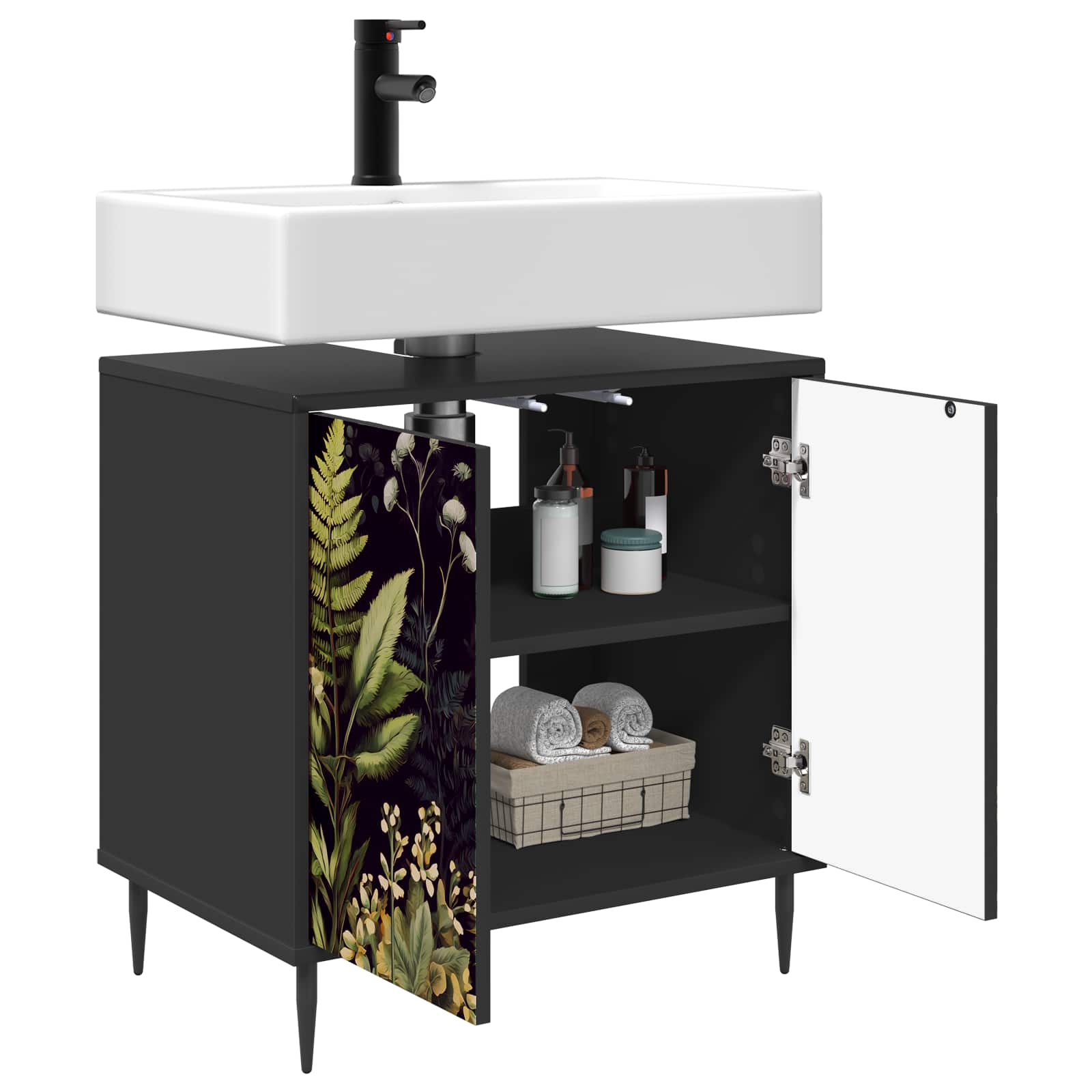 Ντουλάπι Μπάνιου RHENEN Μαύρη Δρυς 60 x 40 x 61 εκ - Pakobazaar