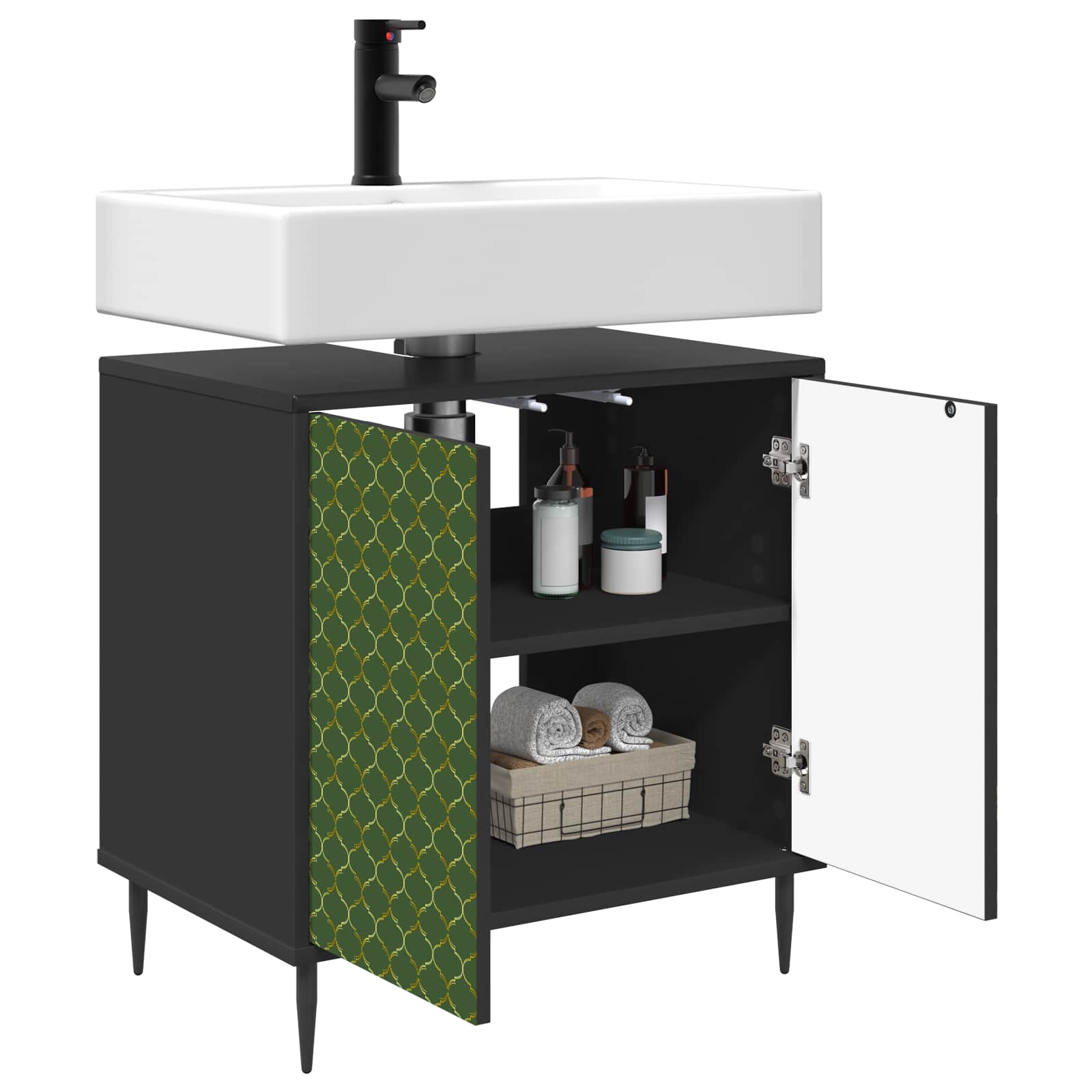 Ντουλάπι Μπάνιου GELEEN Μαύρη Δρυς 60 x 40 x 61 εκ - Pakobazaar