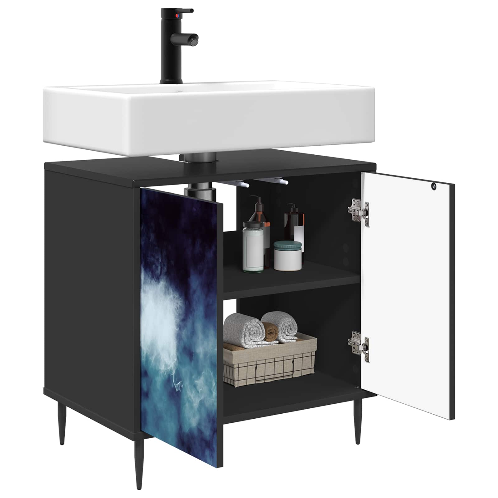Ντουλάπι Μπάνιου RAALTE Μαύρη Δρυς 60 x 40 x 61 εκ - Pakobazaar