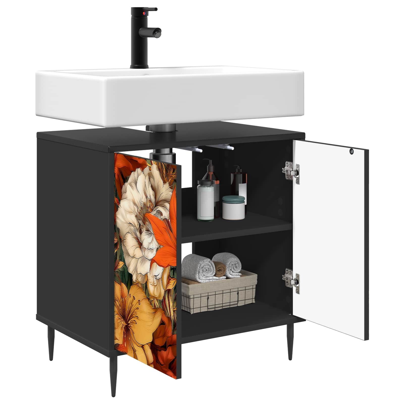 Ντουλάπι Μπάνιου GENNEP Μαύρη Δρυς 60 x 40 x 61 εκ - Pakobazaar