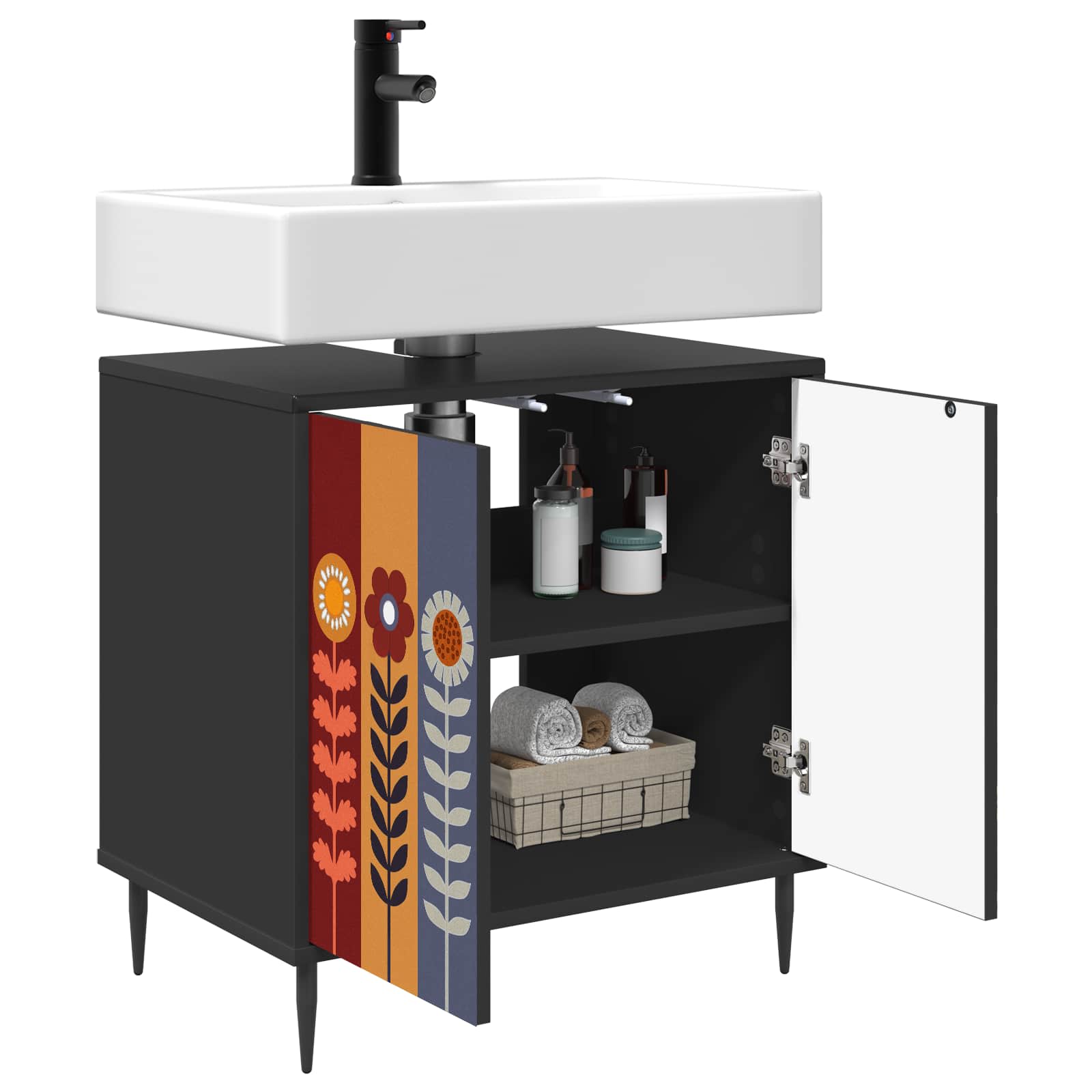 Ντουλάπι Μπάνιου ESSEN Μαύρη Δρυς 60 x 40 x 61 εκ - Pakobazaar