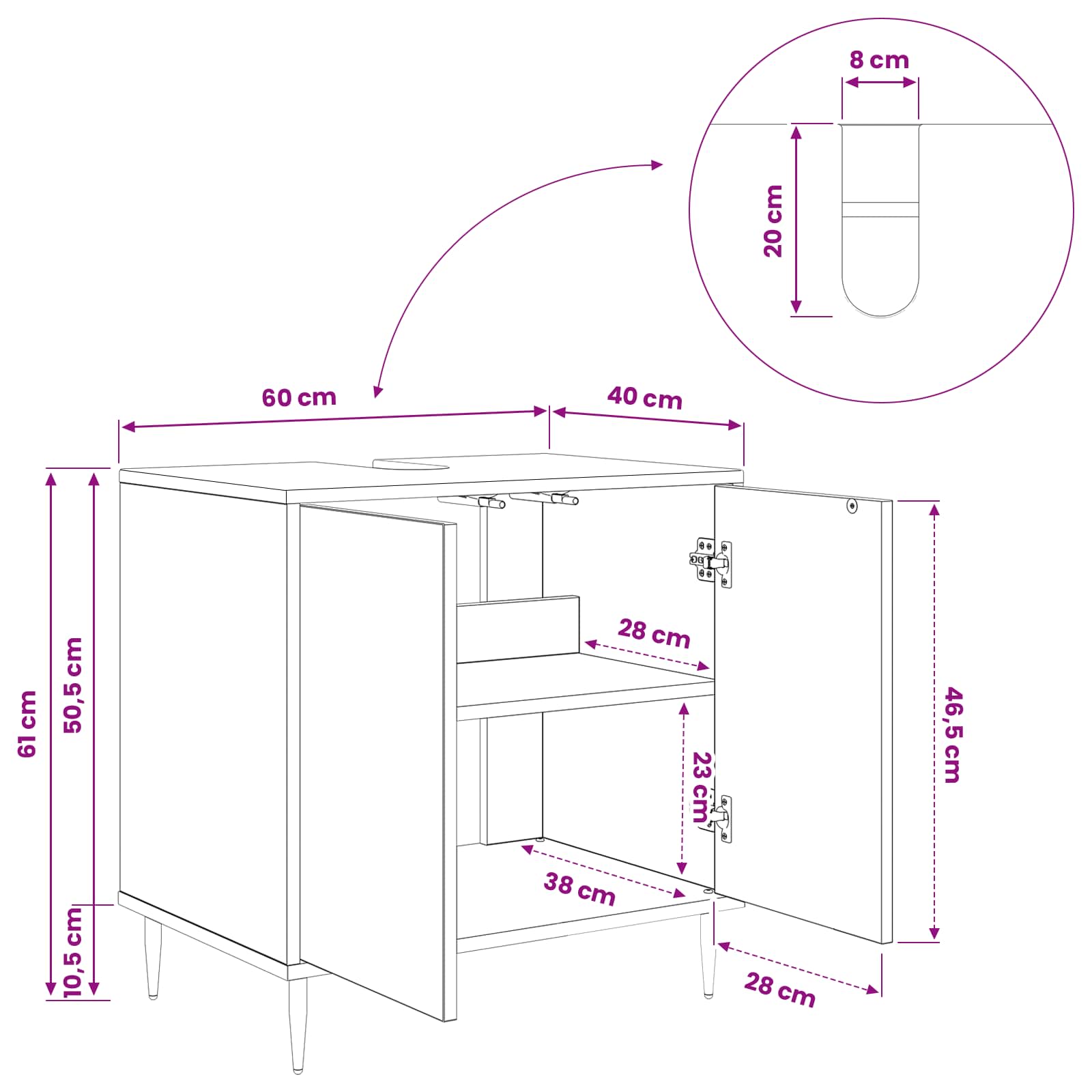 Ντουλάπι Μπάνιου KIEL Μαύρη Δρυς 60 x 40 x 61 εκ - Pakobazaar