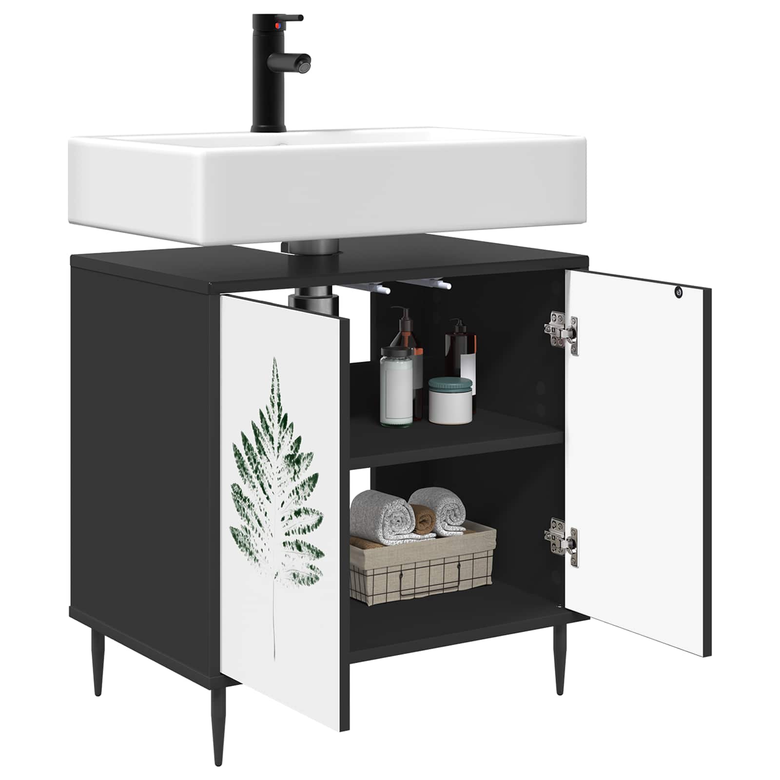 Ντουλάπι Μπάνιου HANAU Μαύρη Δρυς 60 x 40 x 61 εκ - Pakobazaar