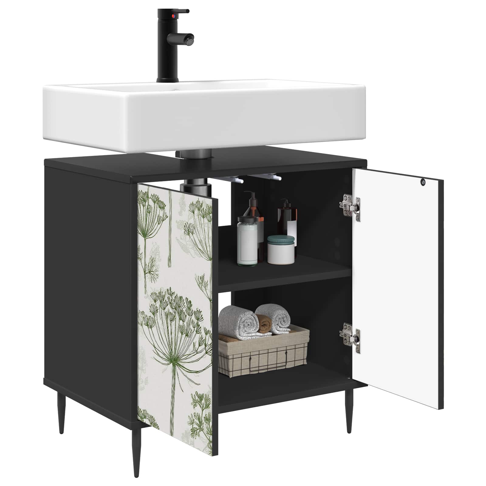 Ντουλάπι Μπάνιου GOTHA Μαύρη Δρυς 60 x 40 x 61 εκ - Pakobazaar
