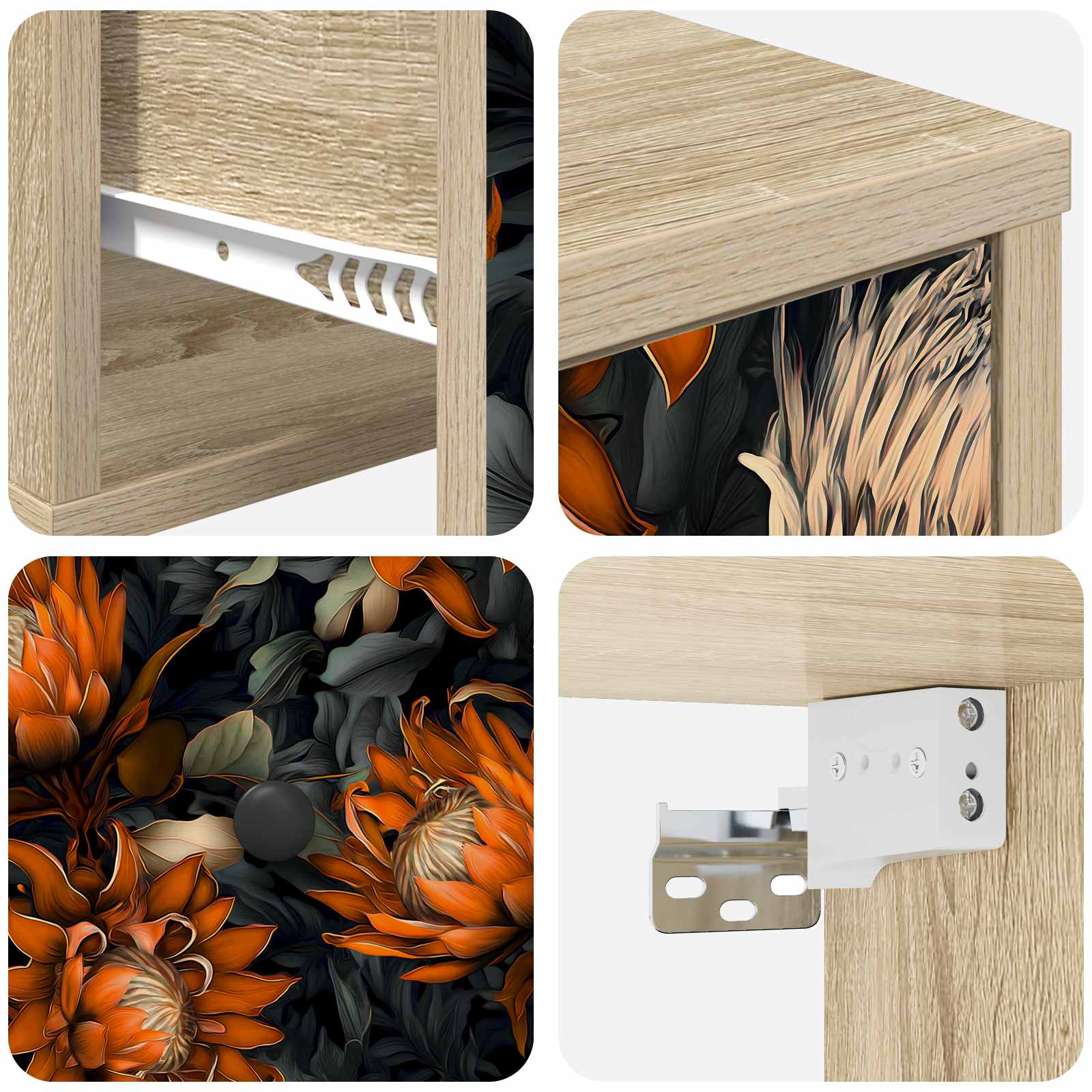 Τοίχου κομοδίνο LOCHEM 2 τμχ. Sonoma Δρυς 36 x 33 x 25 εκ. - Pakobazaar