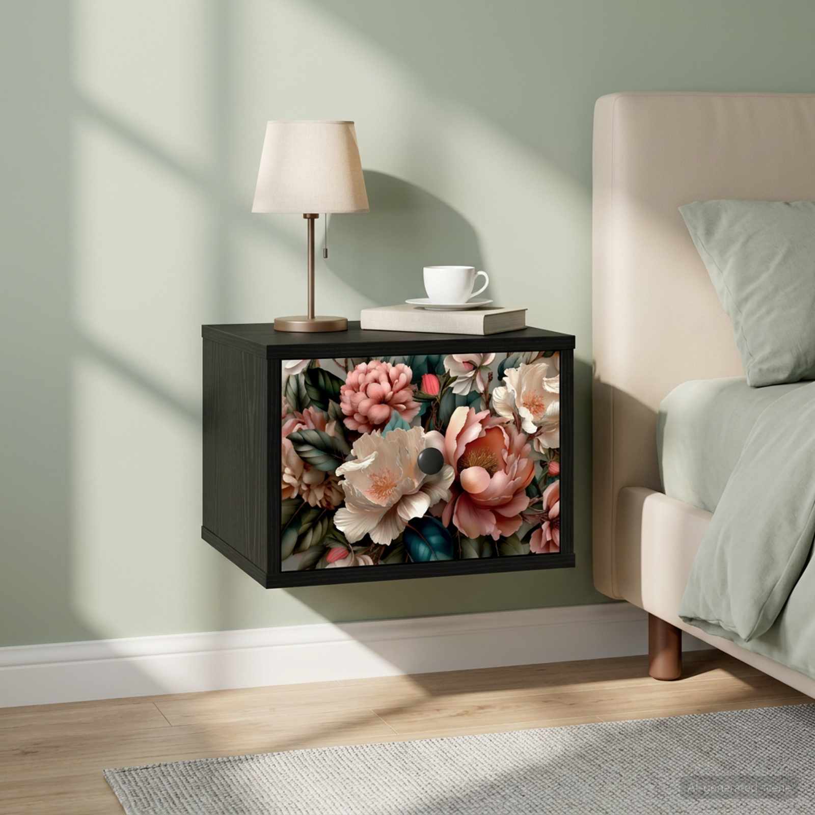 Τοίχου κομοδίνο BORNE Μαύρη Δρυς 36 x 33 x 25 εκ. - Pakobazaar