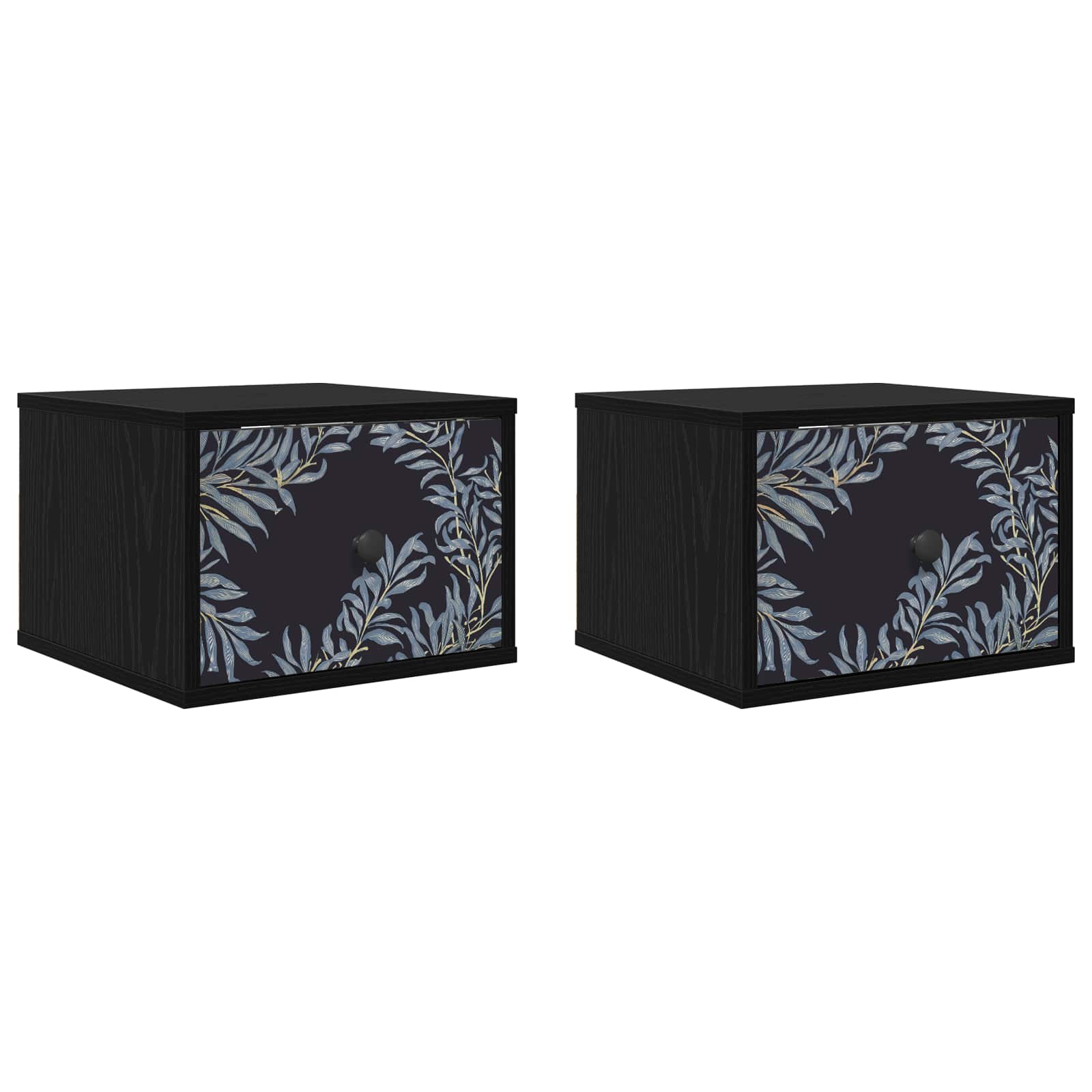 Τοίχου κομοδίνο DOKKUM 2 τμχ. Μαύρη Δρυς 36 x 33 x 25 εκ.