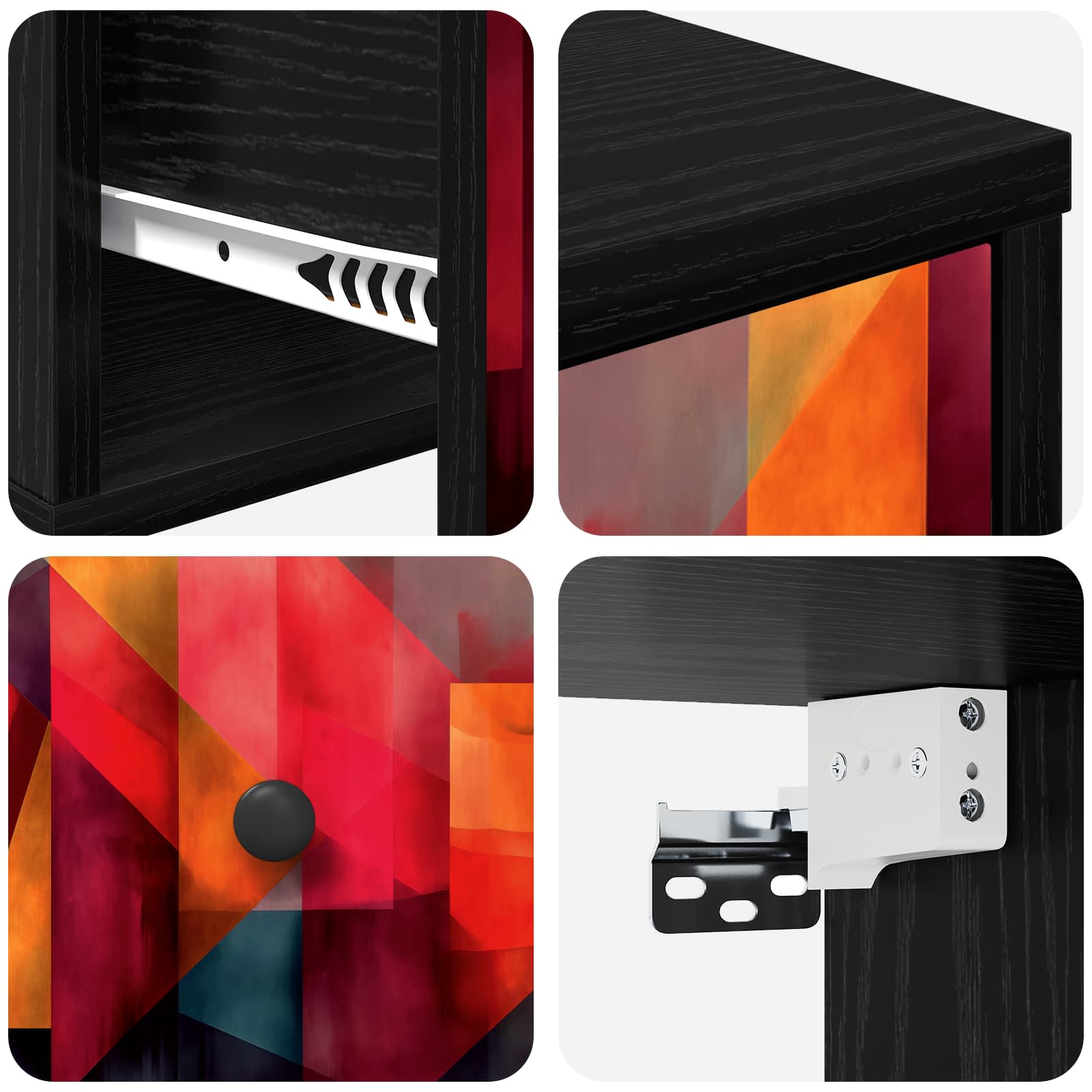Τοίχου κομοδίνο HEESCH Μαύρη Δρυς 36 x 33 x 25 εκ. - Pakobazaar