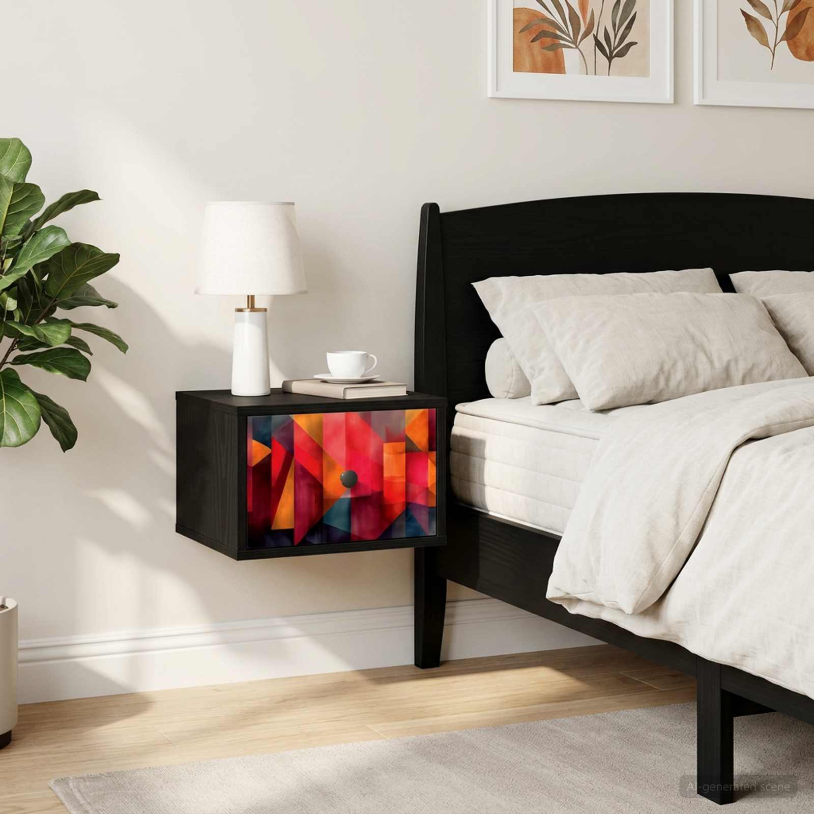 Τοίχου κομοδίνο HEESCH Μαύρη Δρυς 36 x 33 x 25 εκ. - Pakobazaar