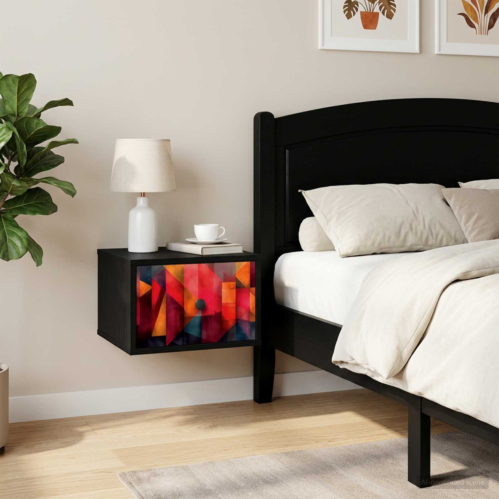 Τοίχου κομοδίνο HEESCH 2 τμχ. Μαύρη Δρυς 36 x 33 x 25 εκ. - Pakobazaar