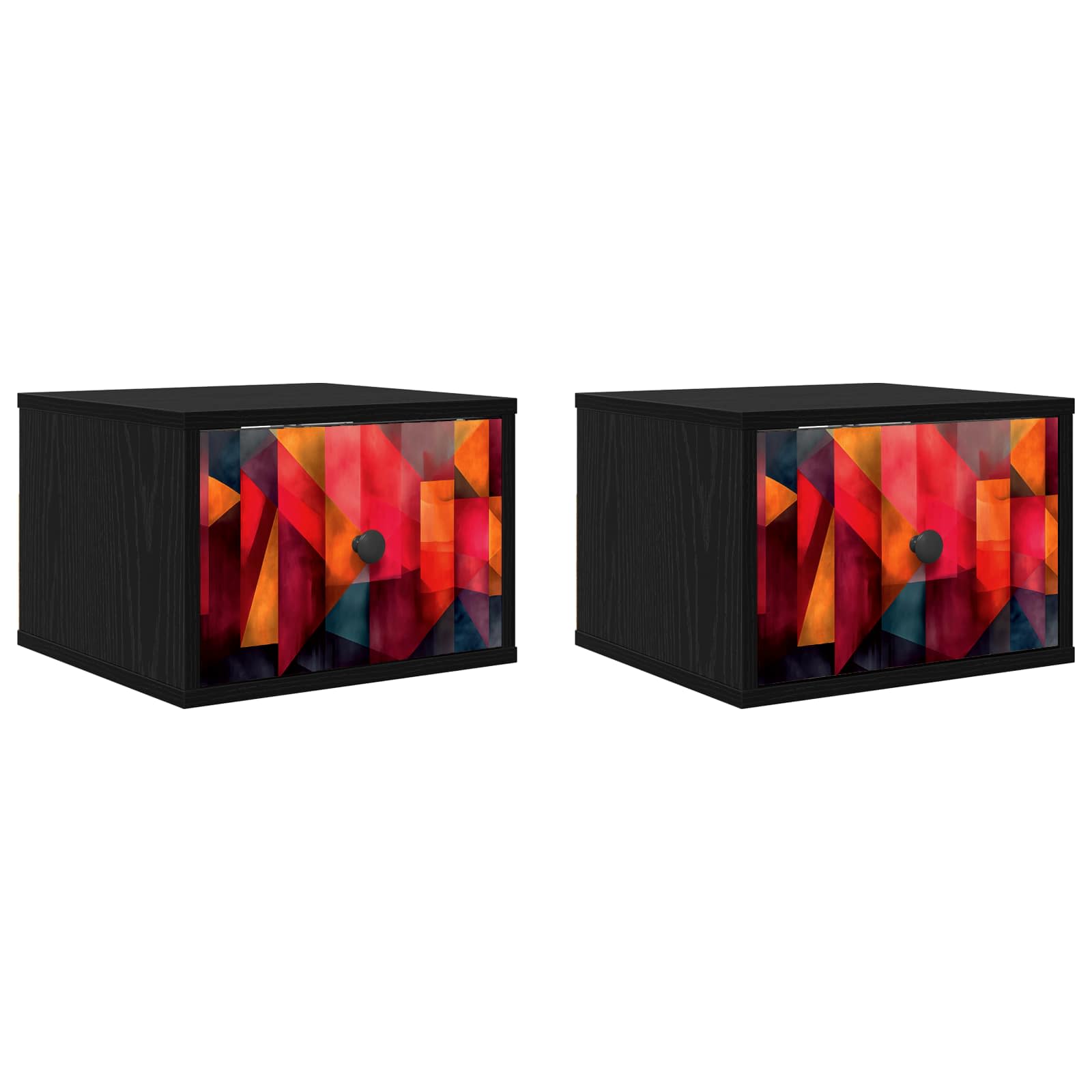 Τοίχου κομοδίνο HEESCH 2 τμχ. Μαύρη Δρυς 36 x 33 x 25 εκ. - Pakobazaar