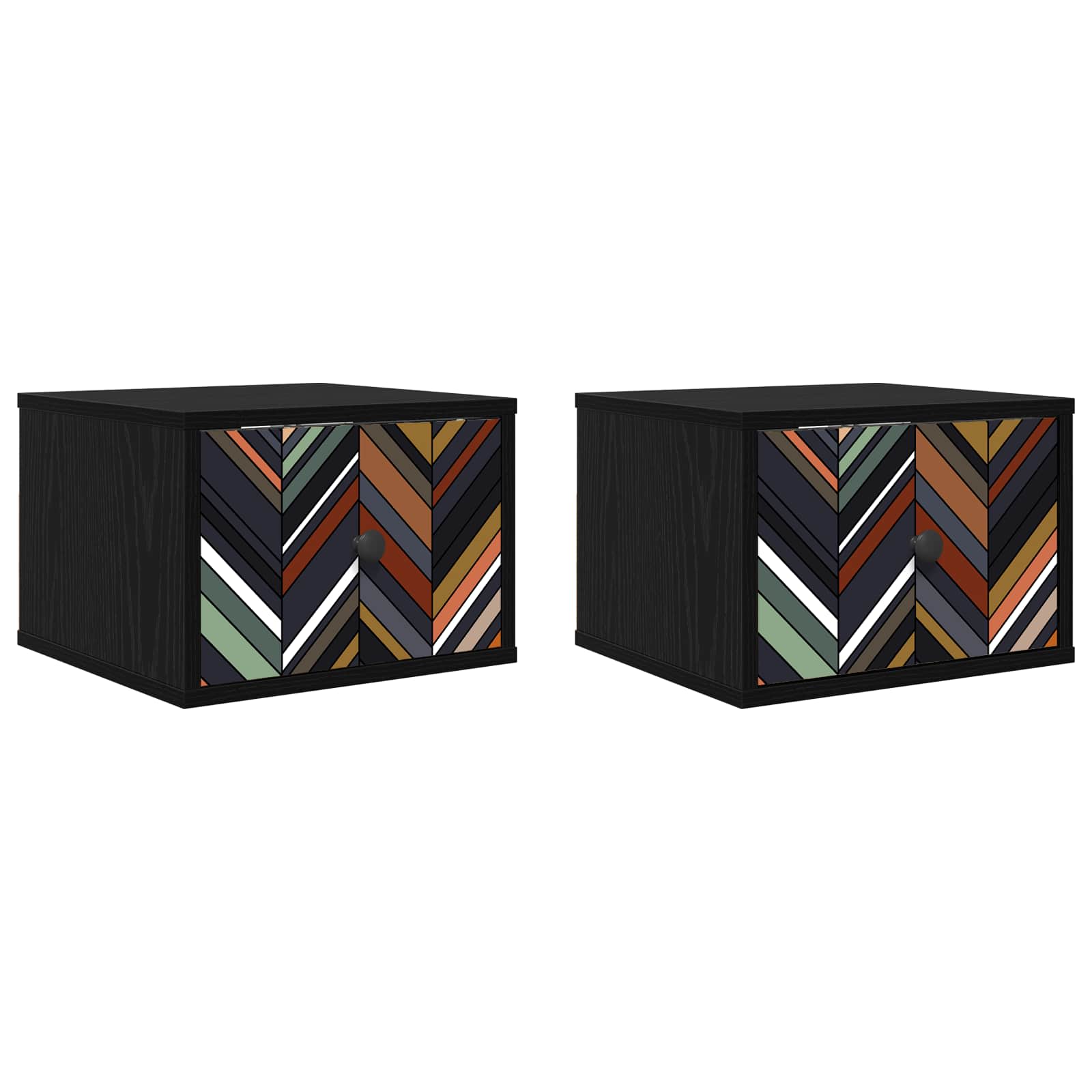 Τοίχου κομοδίνο OMMEN 2 τμχ. Μαύρη Δρυς 36 x 33 x 25 εκ. - Pakobazaar
