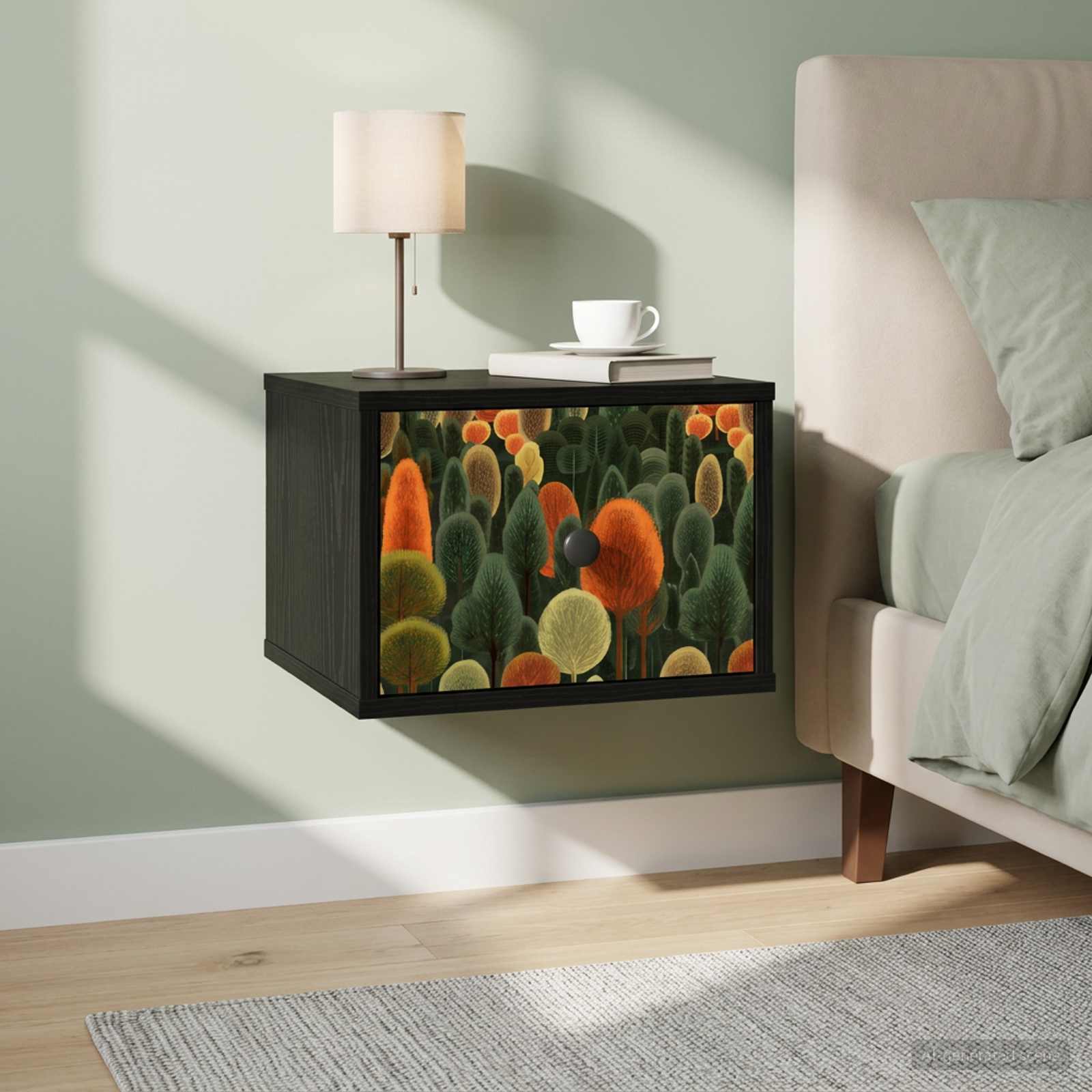 Τοίχου κομοδίνο ZAANDAM Μαύρη Δρυς 36 x 33 x 25 εκ. - Pakobazaar