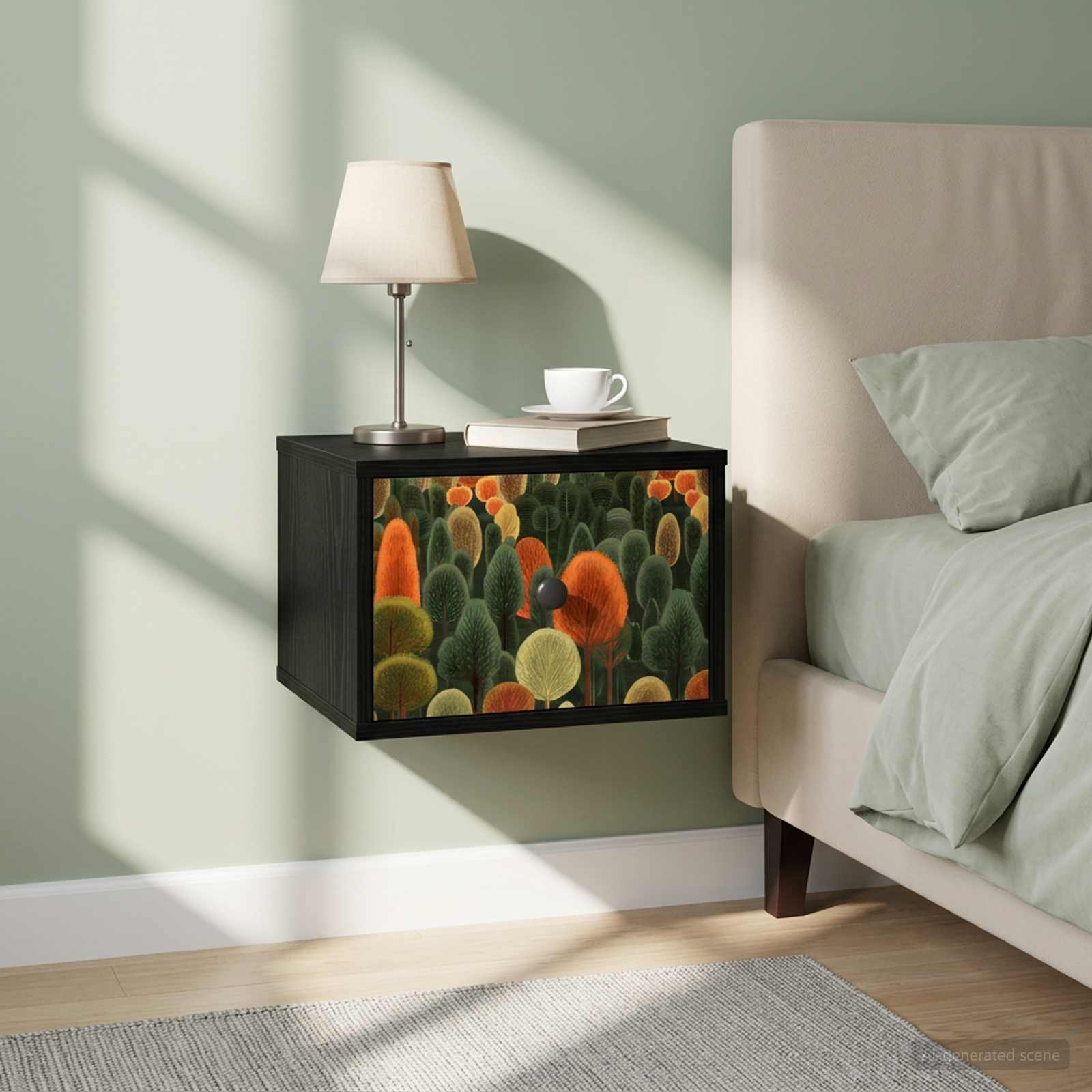 Τοίχου κομοδίνο ZAANDAM 2 τμχ. Μαύρη Δρυς 36 x 33 x 25 εκ. - Pakobazaar