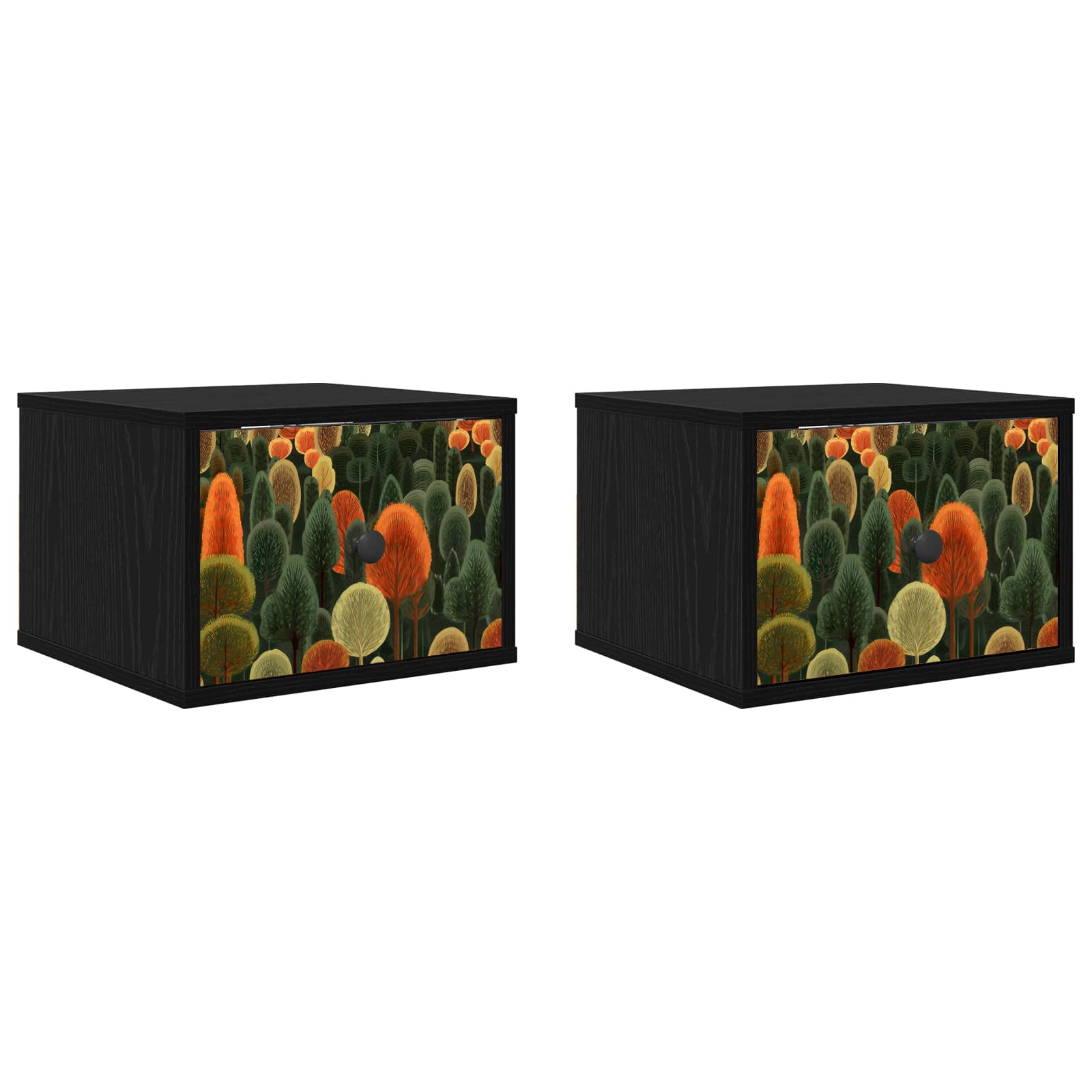 Τοίχου κομοδίνο ZAANDAM 2 τμχ. Μαύρη Δρυς 36 x 33 x 25 εκ. - Pakobazaar