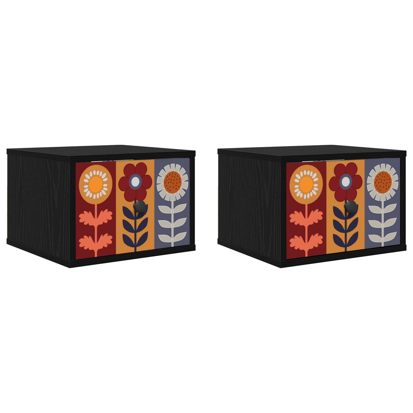 Τοίχου κομοδίνο ESSEN 2 τμχ. Μαύρη Δρυς 36 x 33 x 25 εκ. - Pakobazaar