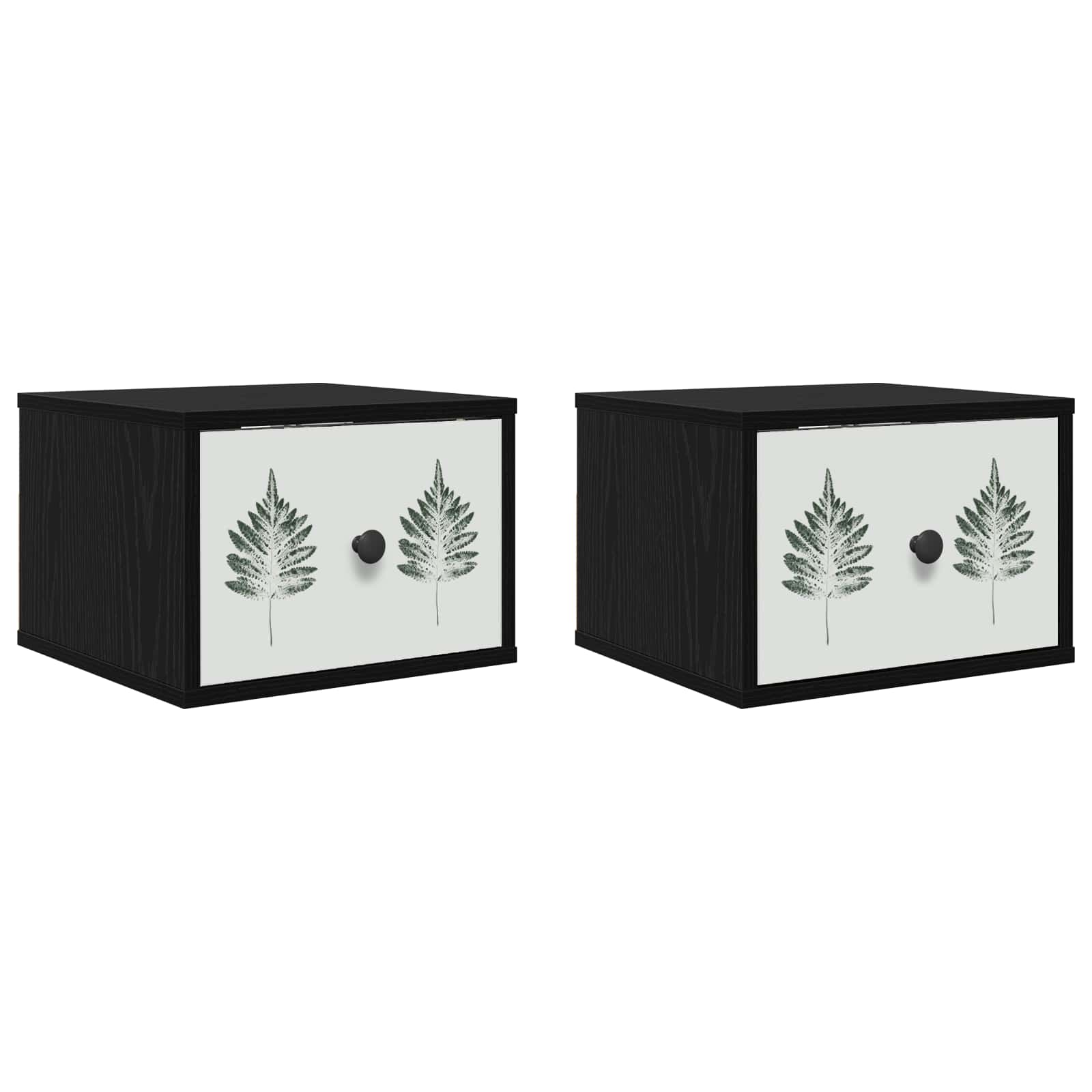 Τοίχου κομοδίνο HANAU 2 τμχ. Μαύρη Δρυς 36 x 33 x 25 εκ. - Pakobazaar