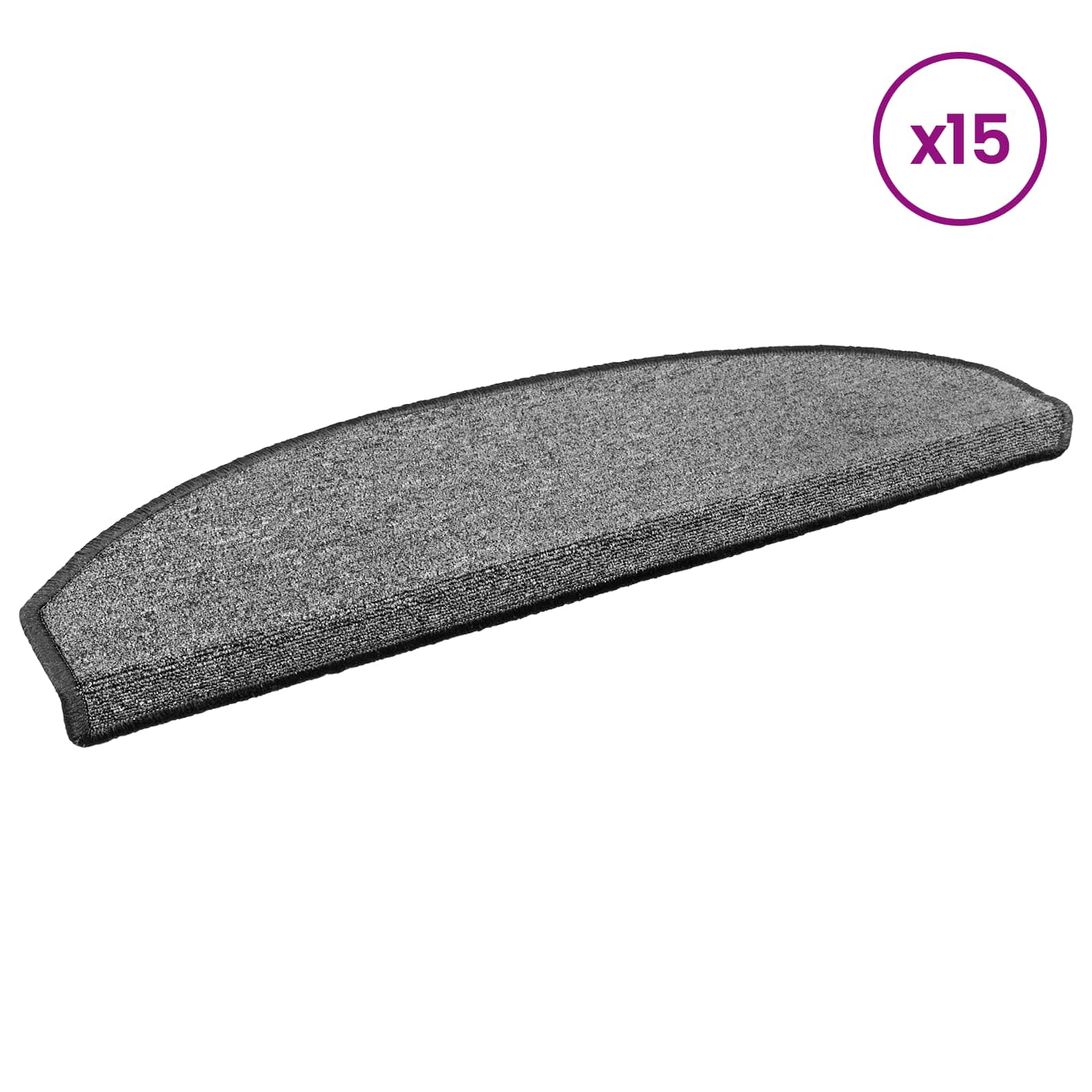 Αυτοκόλλητα Ματ Σκαλοπατιών Ημικυκλικό 15 pcs Σκούρο Γκρι - Pakobazaar