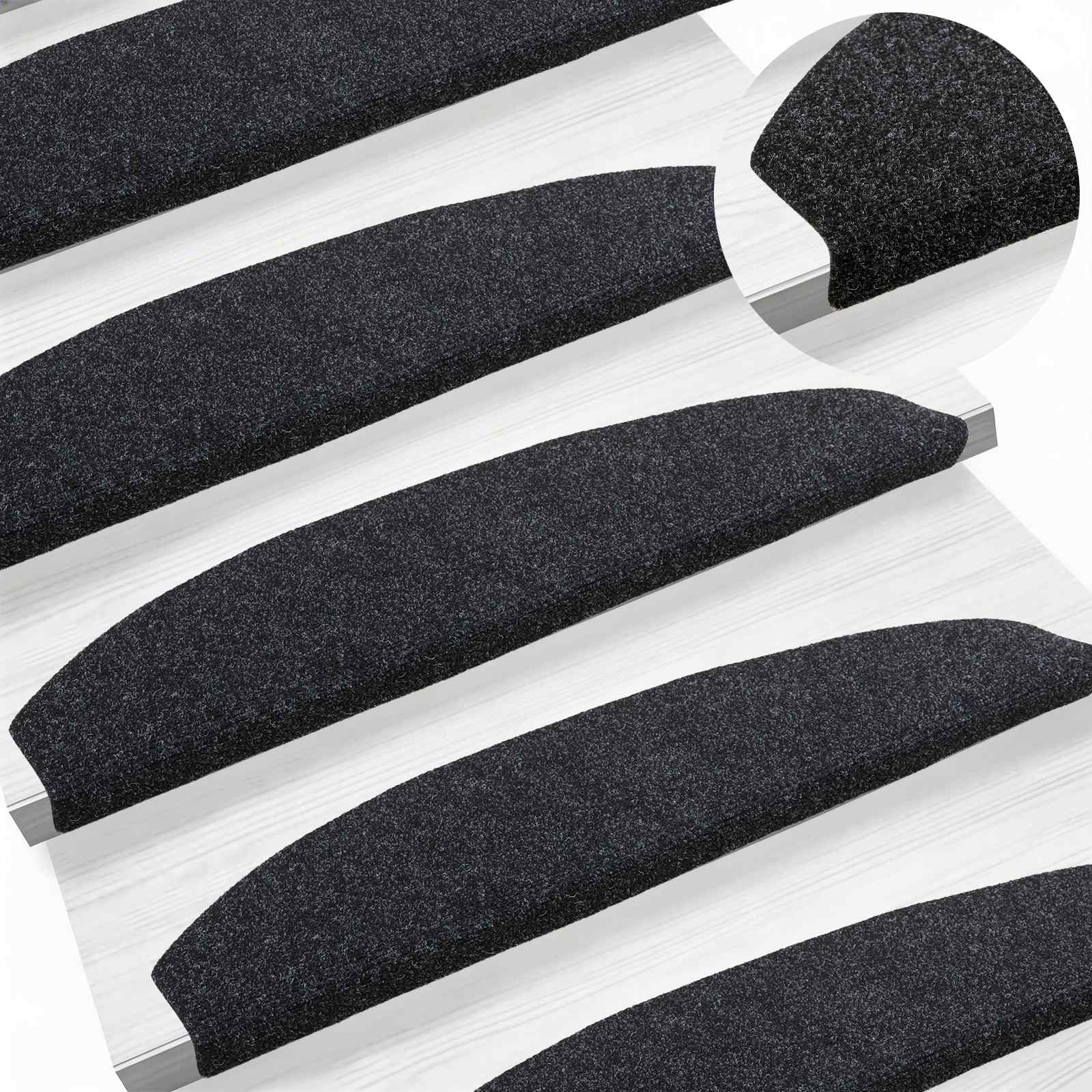 Αυτοκόλλητα Ματ Σκαλοπατιών 15 pcs Μαύρο 80 x 24,5 x 3,5 εκ. - Pakobazaar