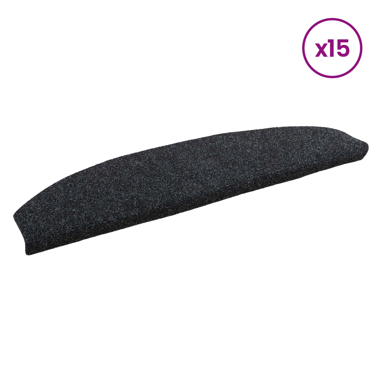Αυτοκόλλητα Ματ Σκαλοπατιών 15 pcs Μαύρο 80 x 24,5 x 3,5 εκ. - Pakobazaar