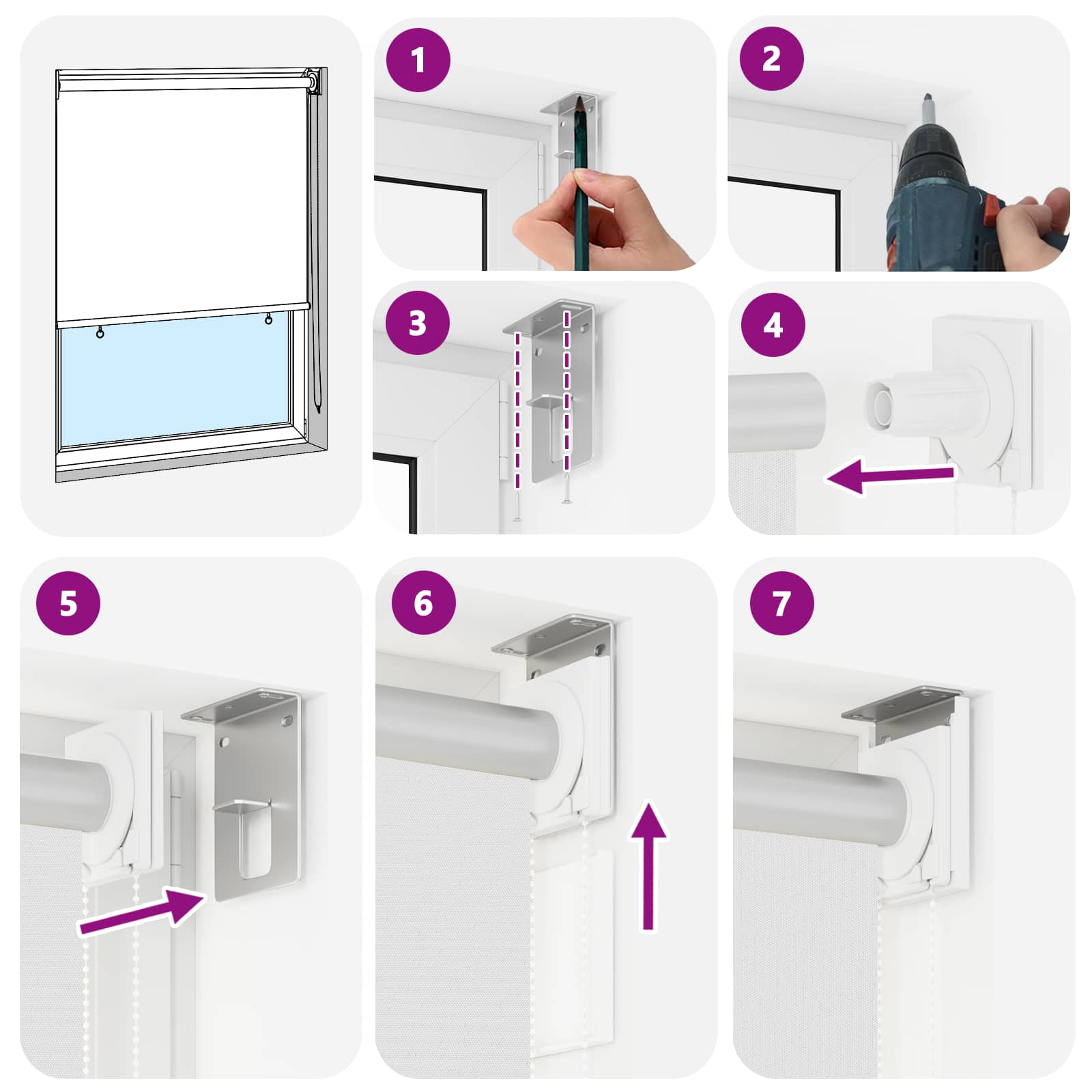 Ρολό Κουρτίνα UV Προστασία Λευκό 160 x 230 cm Πολυεστέρας - Pakobazaar