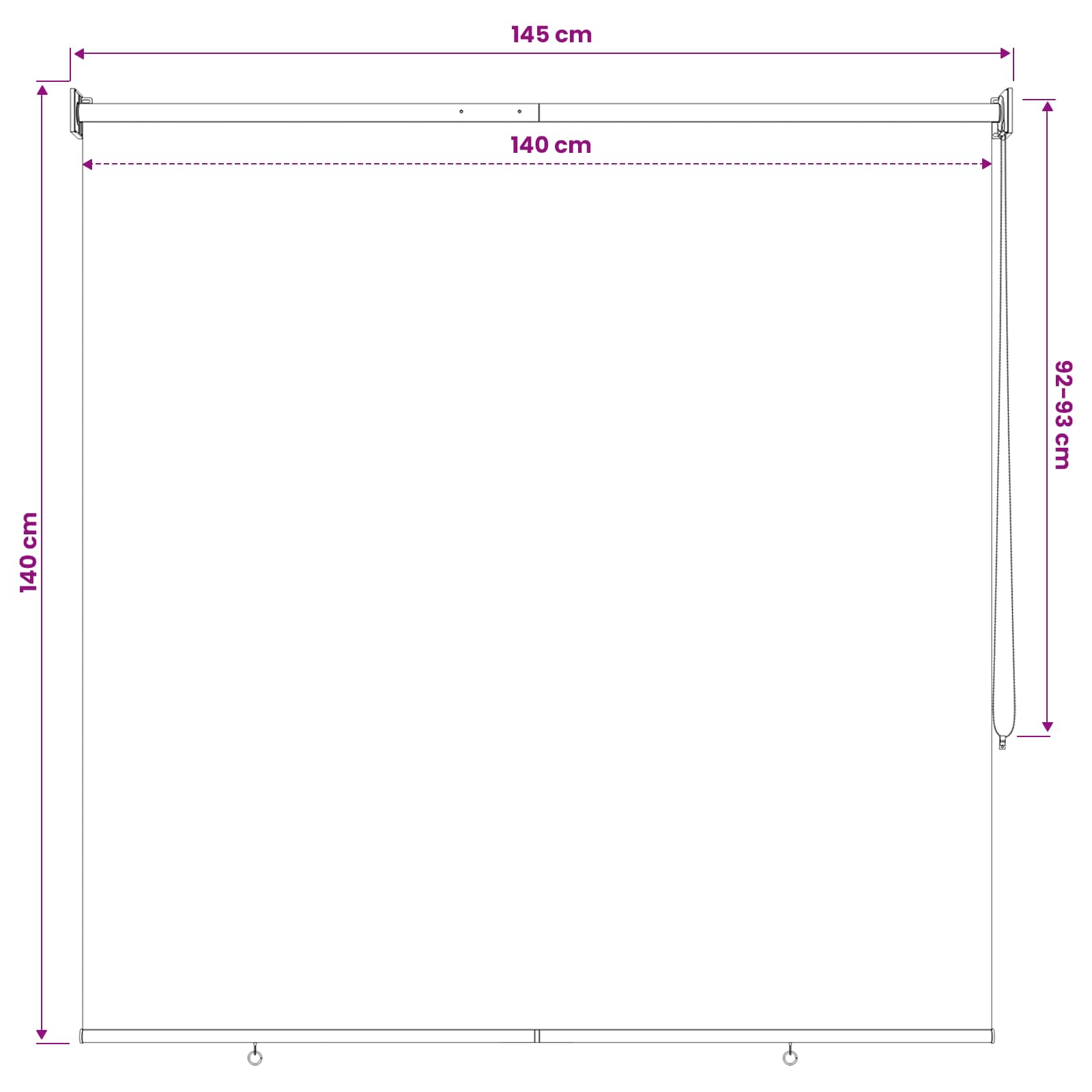 Ρολό Κουρτίνα UV Προστασία Μαύρο 140 x 140 cm Πολυεστέρας - Pakobazaar