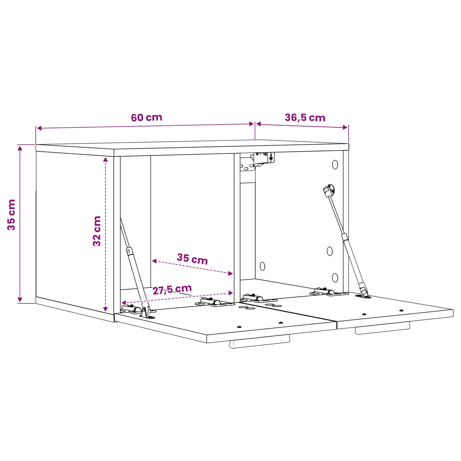 Ντουλάπα Τοίχου 60 x 36,5 x 35 cm Επεξεργασμένο Ξύλο - Pakobazaar