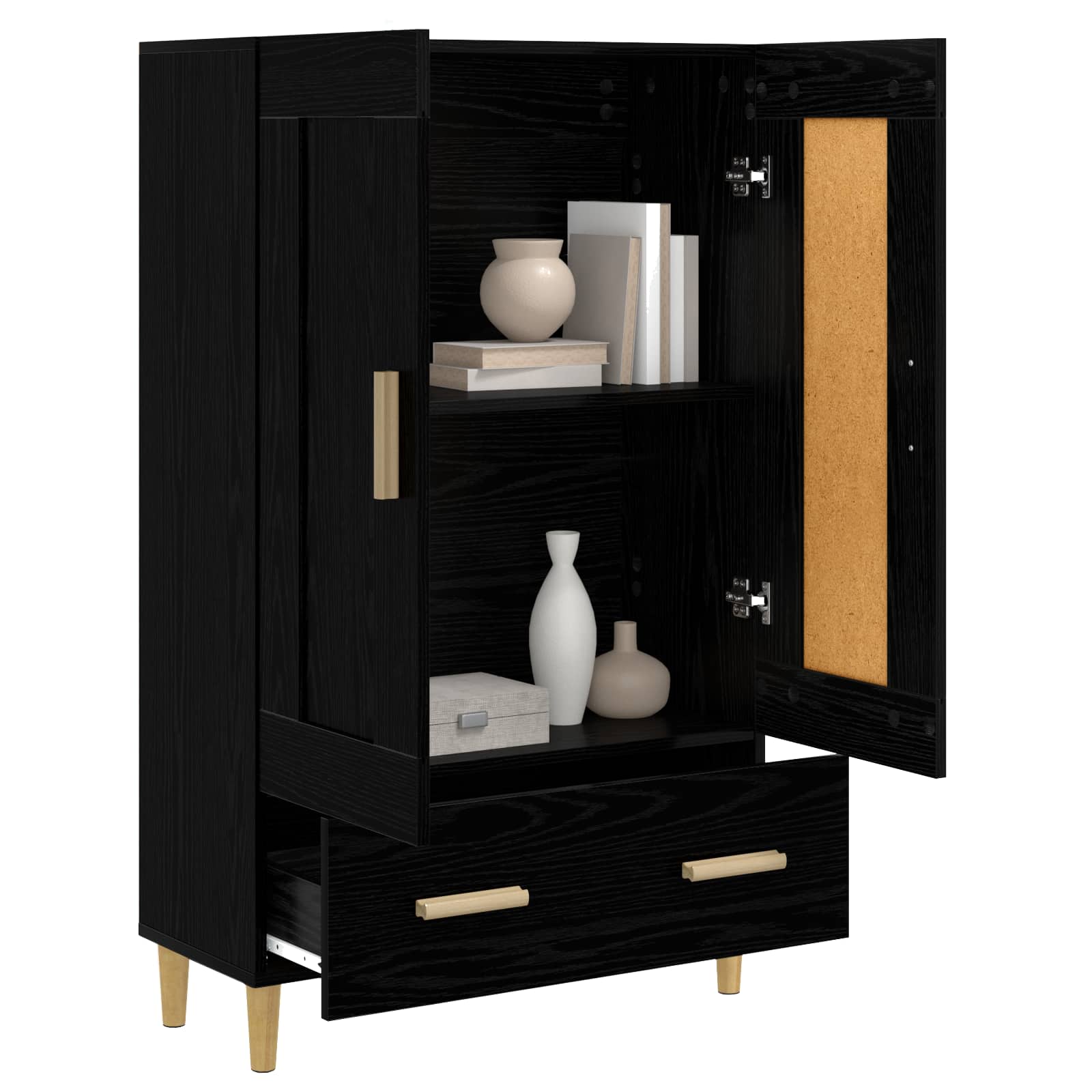 Highboard Μαύρη Δρυς 70 x 31 x 115 εκ Επεξεργασμένο Ξύλο
