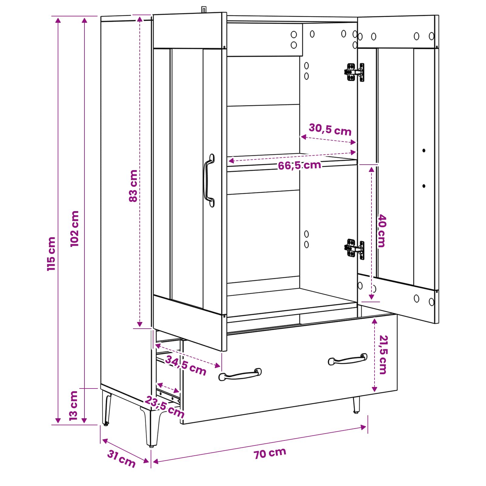 Highboard Artisan Δρυς 70 x 31 x 115 εκ Επεξεργασμένο Ξύλο