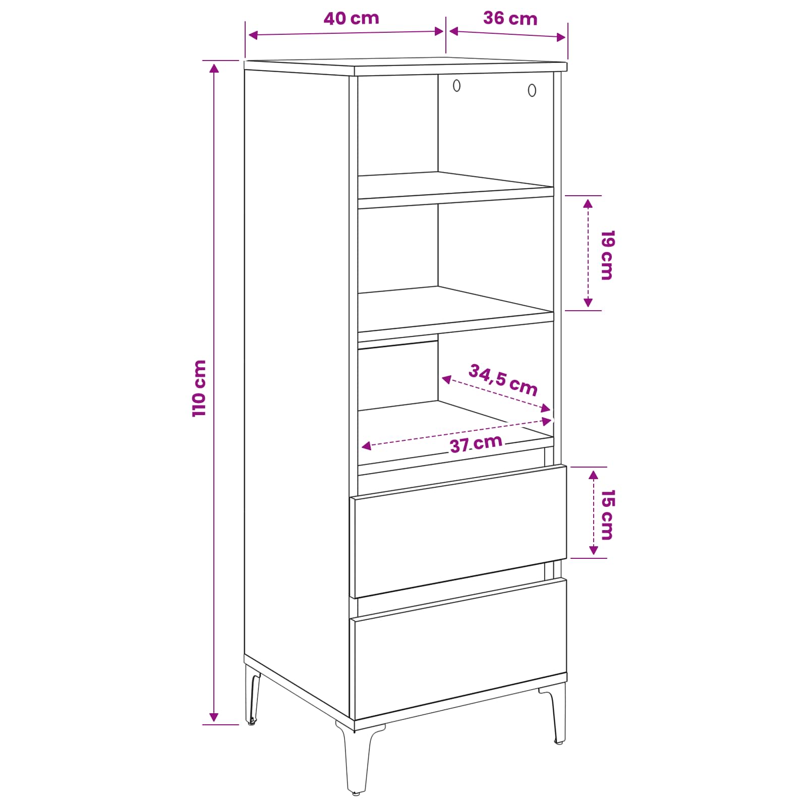 Highboard Artisan Δρυς 40 x 36 x 110 εκ. Επεξεργασμένο Ξύλο