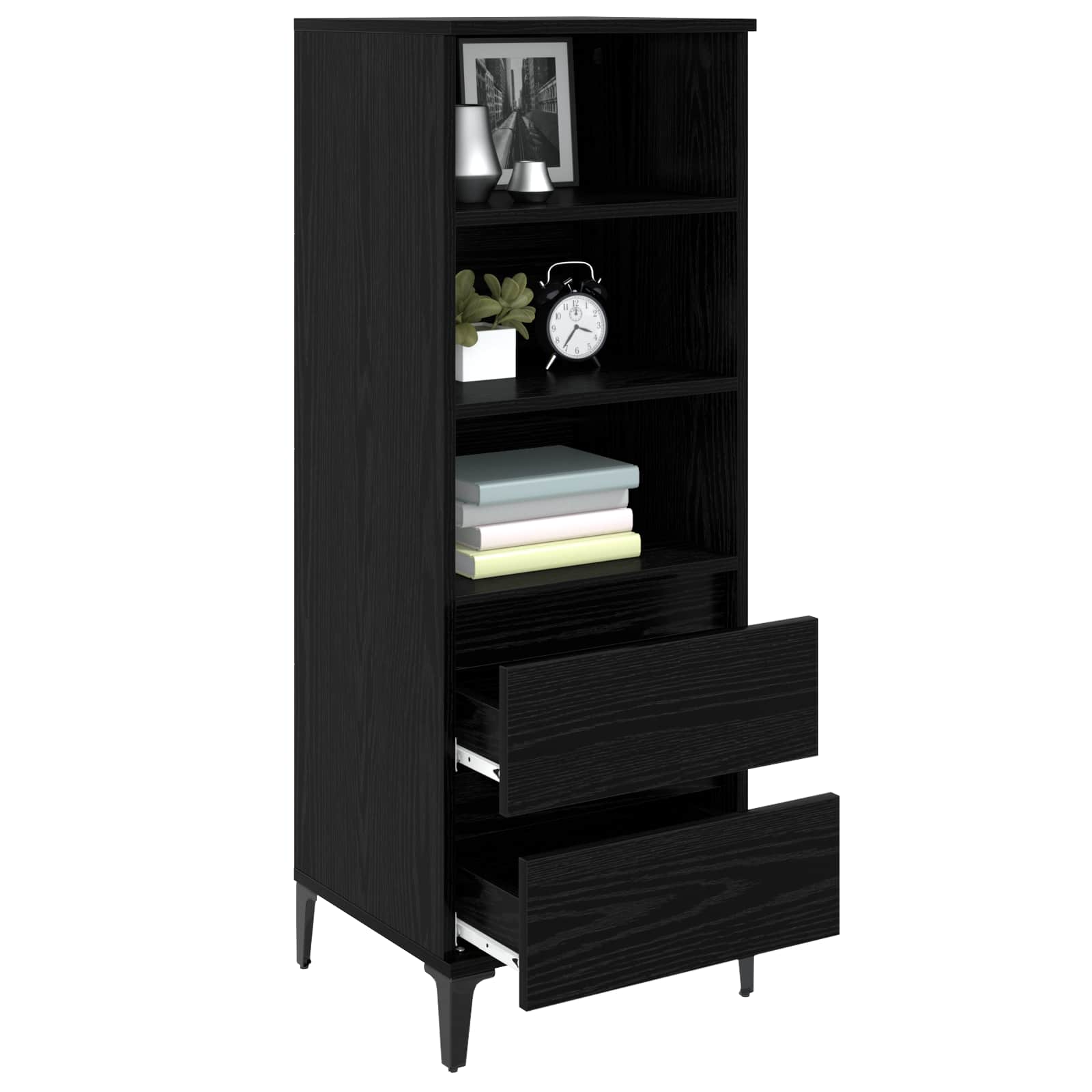 Highboard Μαύρη Δρυς 40 x 36 x 110 εκ. Επεξεργασμένο Ξύλο
