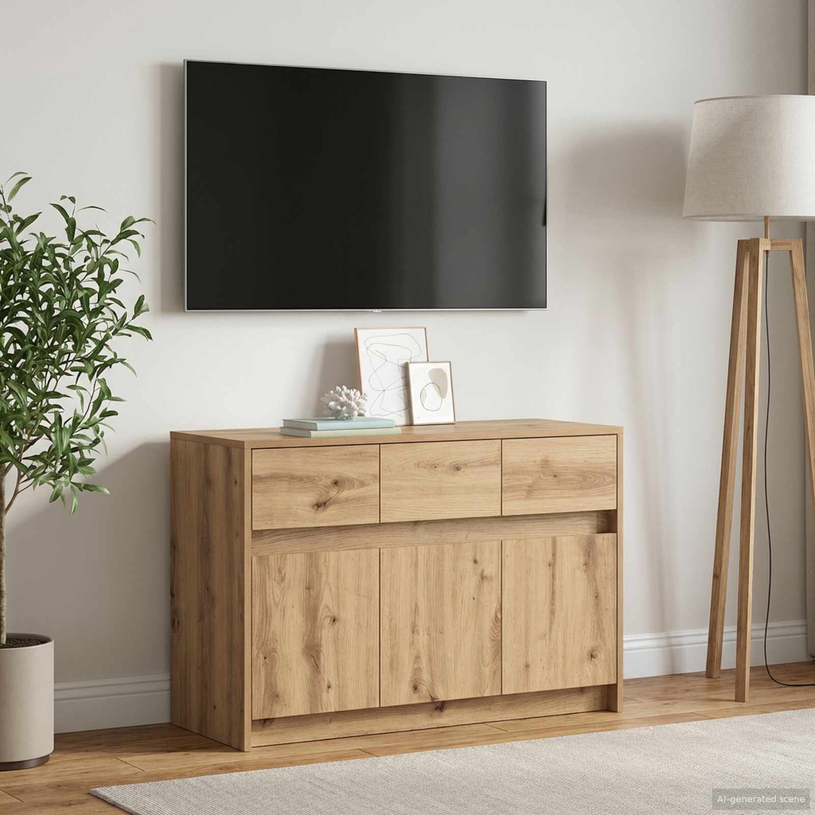 Ντουλάπι TV 91 x 34 x 61 εκ. Artisan Δρυς Επεξεργασμένο Ξύλο - Pakobazaar