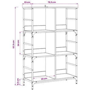 Ράφι Βιβλίων Μαύρη δρυς 78,5 x 33 x 117,5 εκ. μέταλλο PB - Pakobazaar