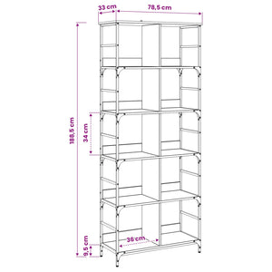 Ράφι Βιβλίων Μαύρη δρυς 78,5 x 33 x 188,5 εκ. μέταλλο PB - Pakobazaar