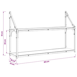 Ράφι Τοίχου Επιτοίχιο Παλαιωμένο ξύλο 80 x 21 x 51 cm - Pakobazaar