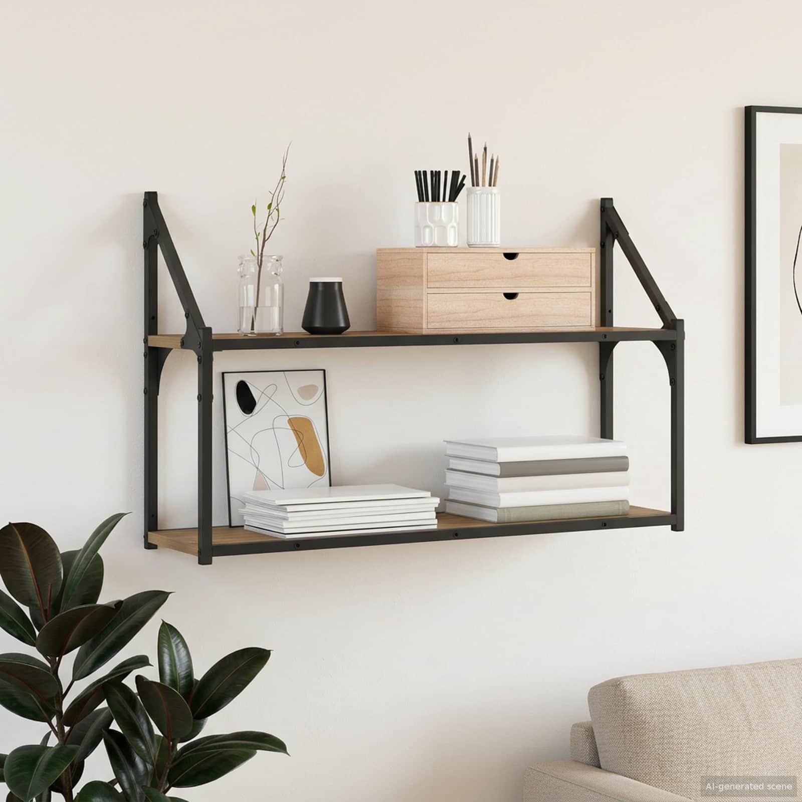 Ράφι Τοίχου Επιτοίχιο Artisan δρυς 80 x 21 x 51 cm μέταλλο PB - Pakobazaar