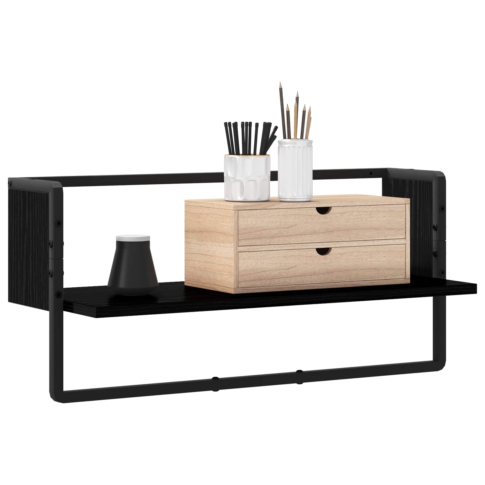 Ράφι Τοίχου Επιτοίχιο Μαύρη δρυς 65 x 25 x 30 cm μέταλλο PB
