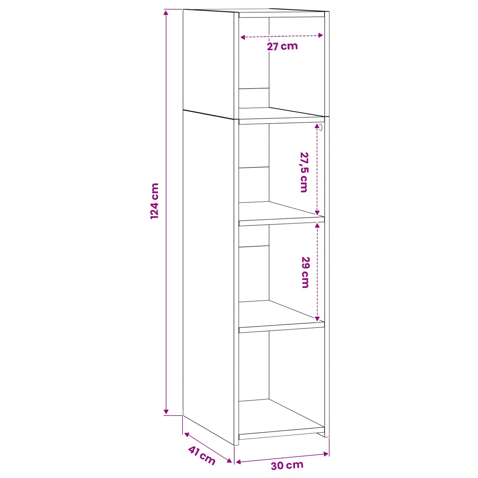 Highboard Artisan Δρυς 30 x 41 x 124 εκ. Επεξεργασμένο Ξύλο - Pakobazaar
