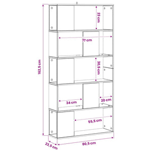 Βιβλιοθήκη Μαύρη δρυς 80,5 x 23,5 x 162,5 εκ. PB - Pakobazaar