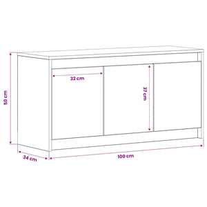 Ντουλάπι TV 100 x 34 x 50 εκ Artisan Δρυς Επεξεργασμένο Ξύλο - Pakobazaar