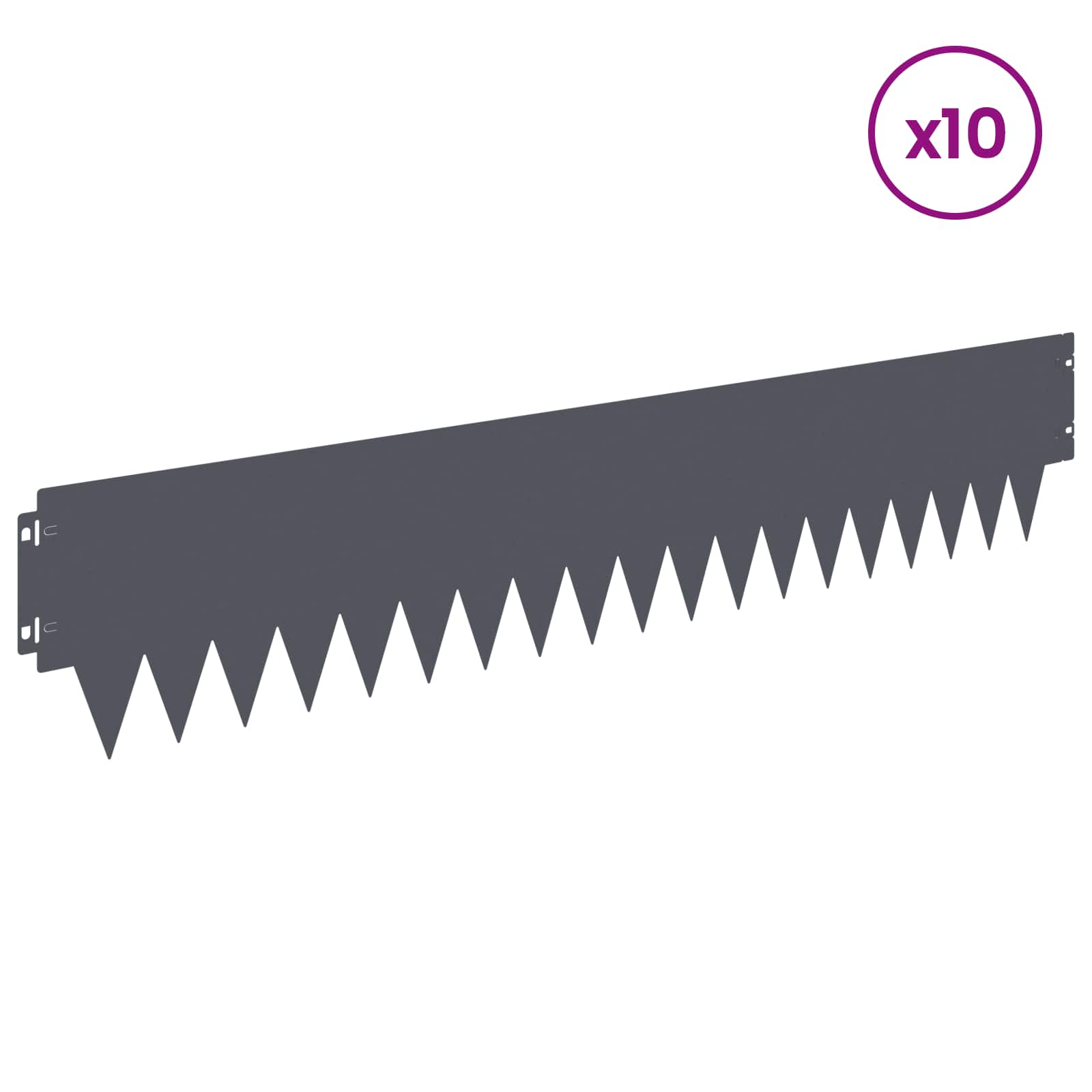 Περίγραμμα γκαζόν 10 pcs 103 x 20 εκ μέταλλο Ανθρακί