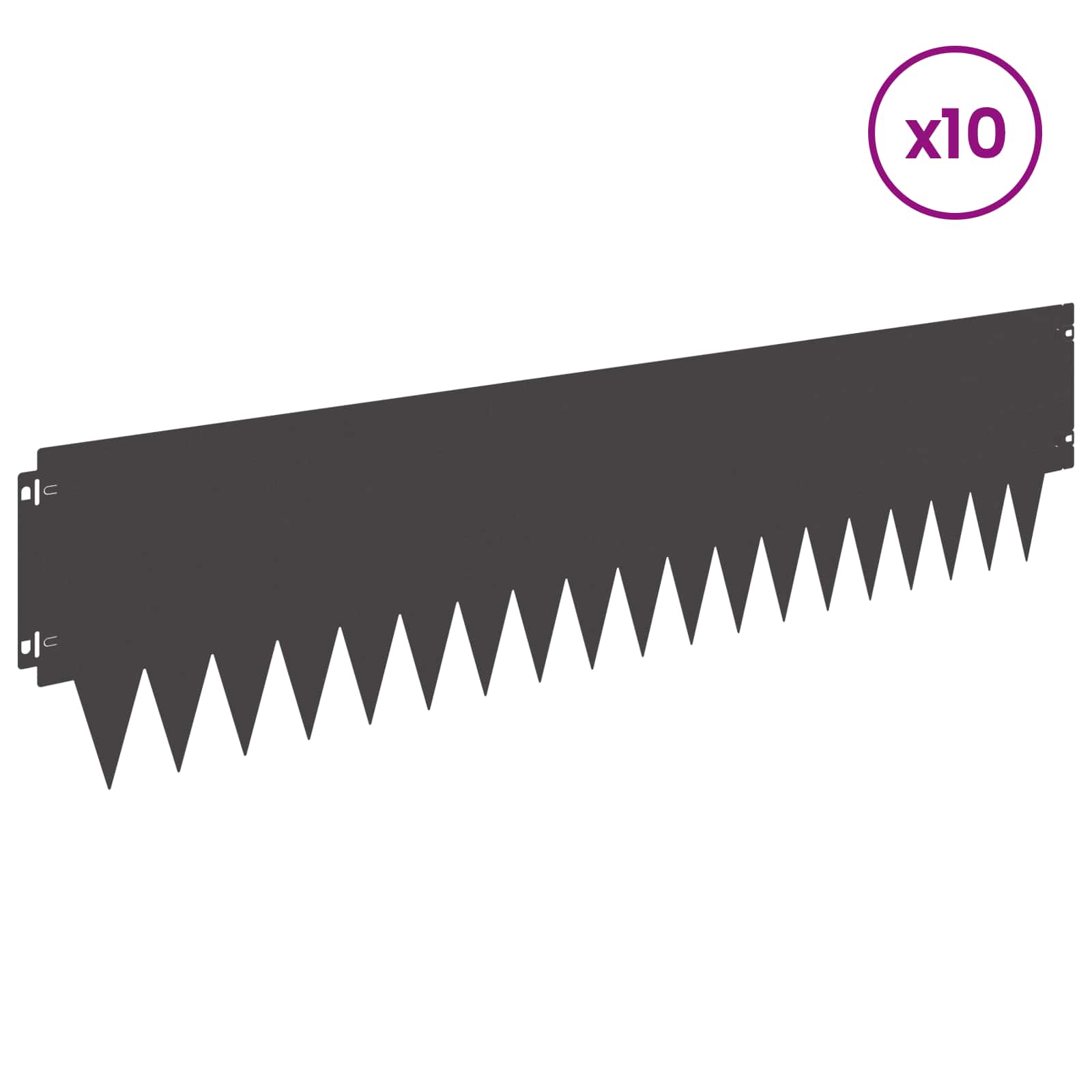 Περίγραμμα γκαζόν 10 pcs 103 x 25 εκ μέταλλο Μαύρο