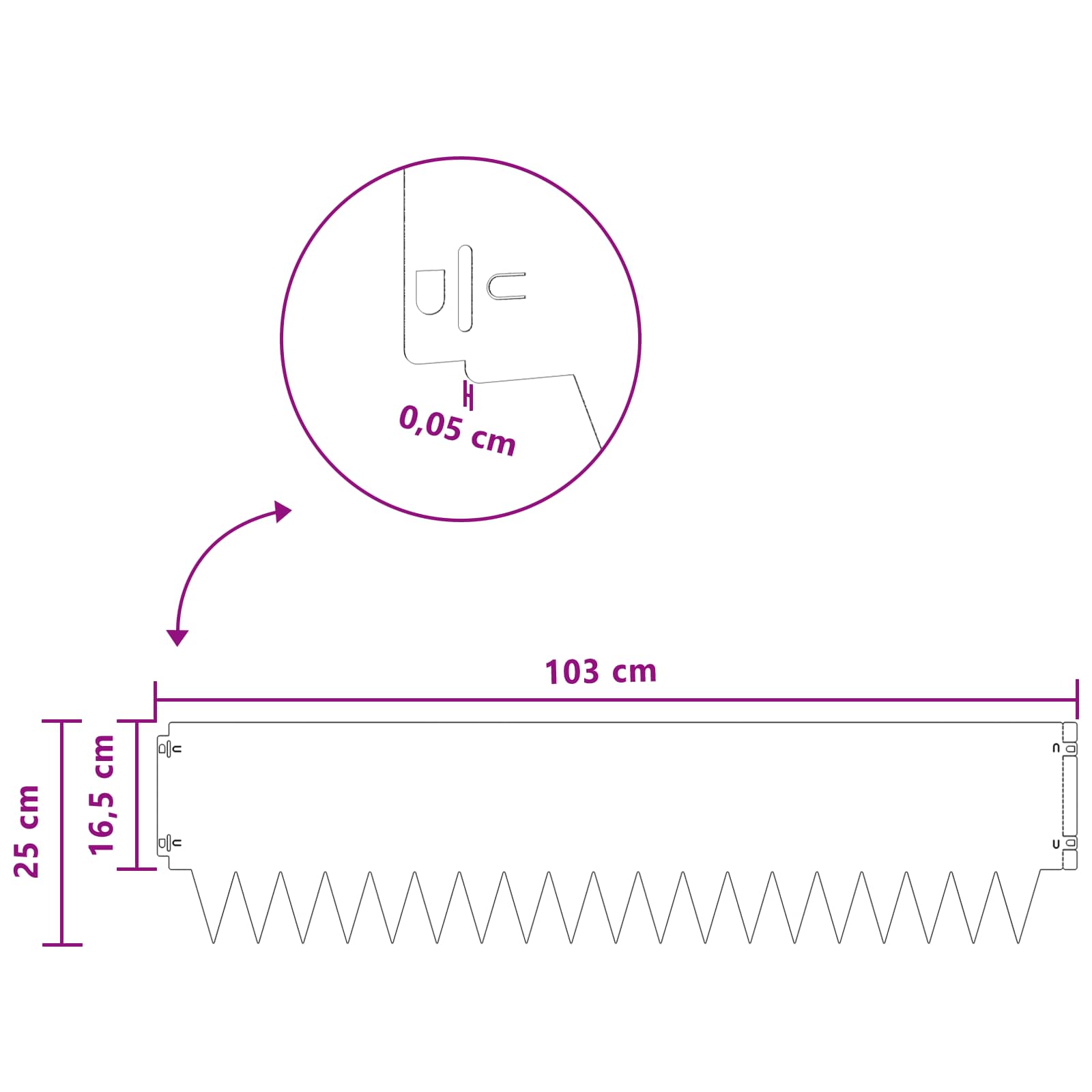 Περίγραμμα γκαζόν 10 pcs 103 x 25 εκ μέταλλο Ανθρακί